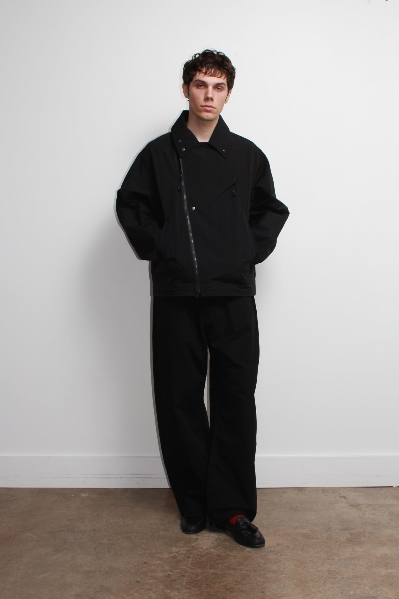 Three Way Oversized Rider Jacket in Black