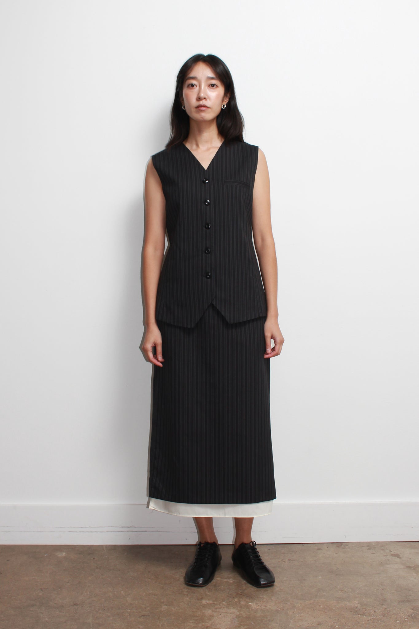 Mood Stripe Skirt in Charcoal