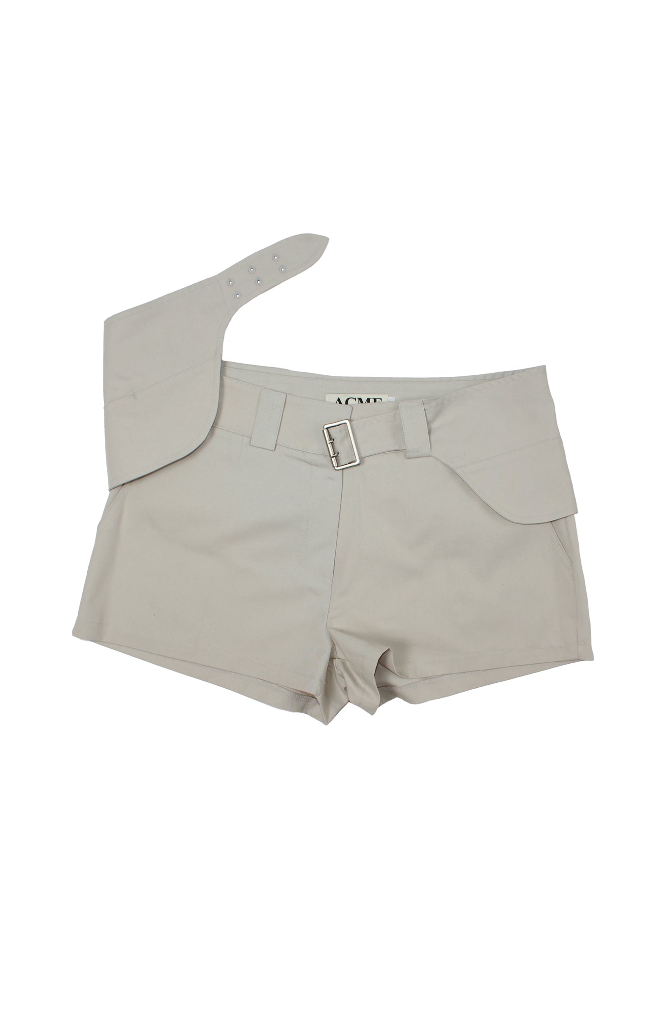 Paints Wrap Belt Shorts in Beige