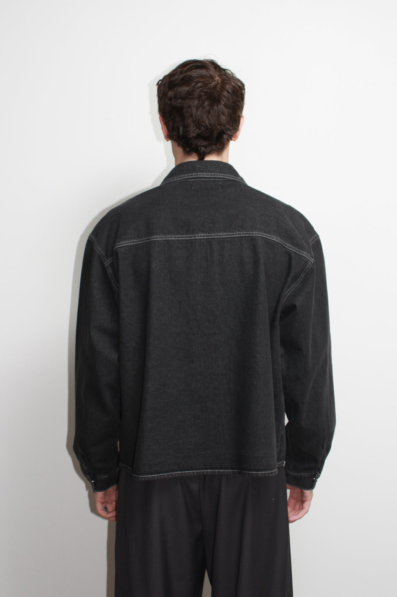 Teen Crop Denim Shirt in Black