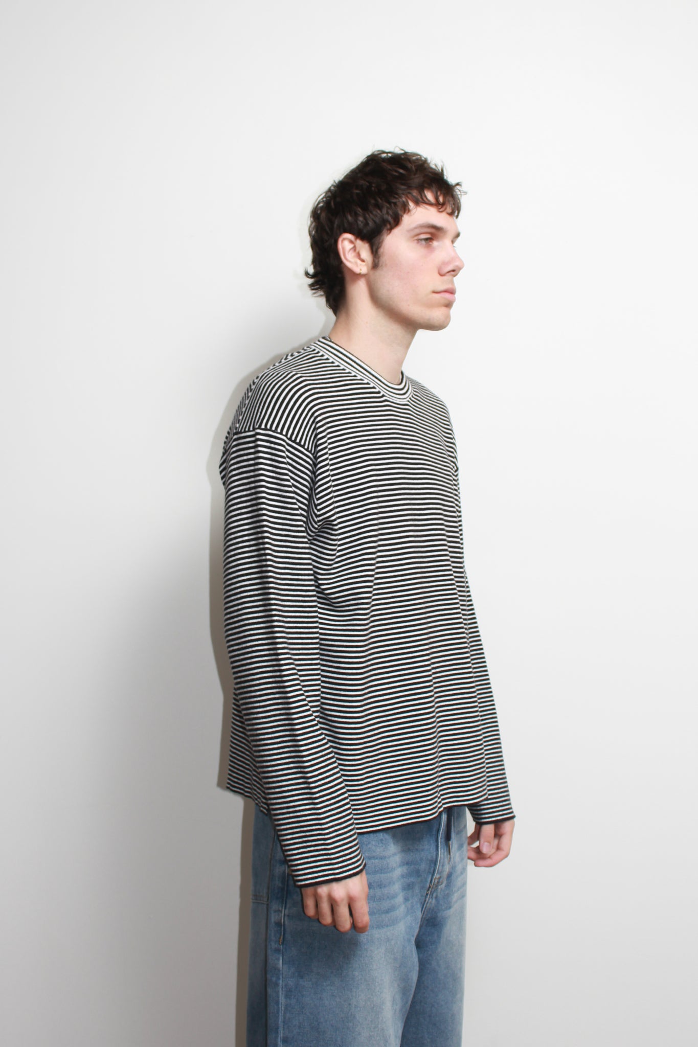 Mento Stripe Knit Top in Black