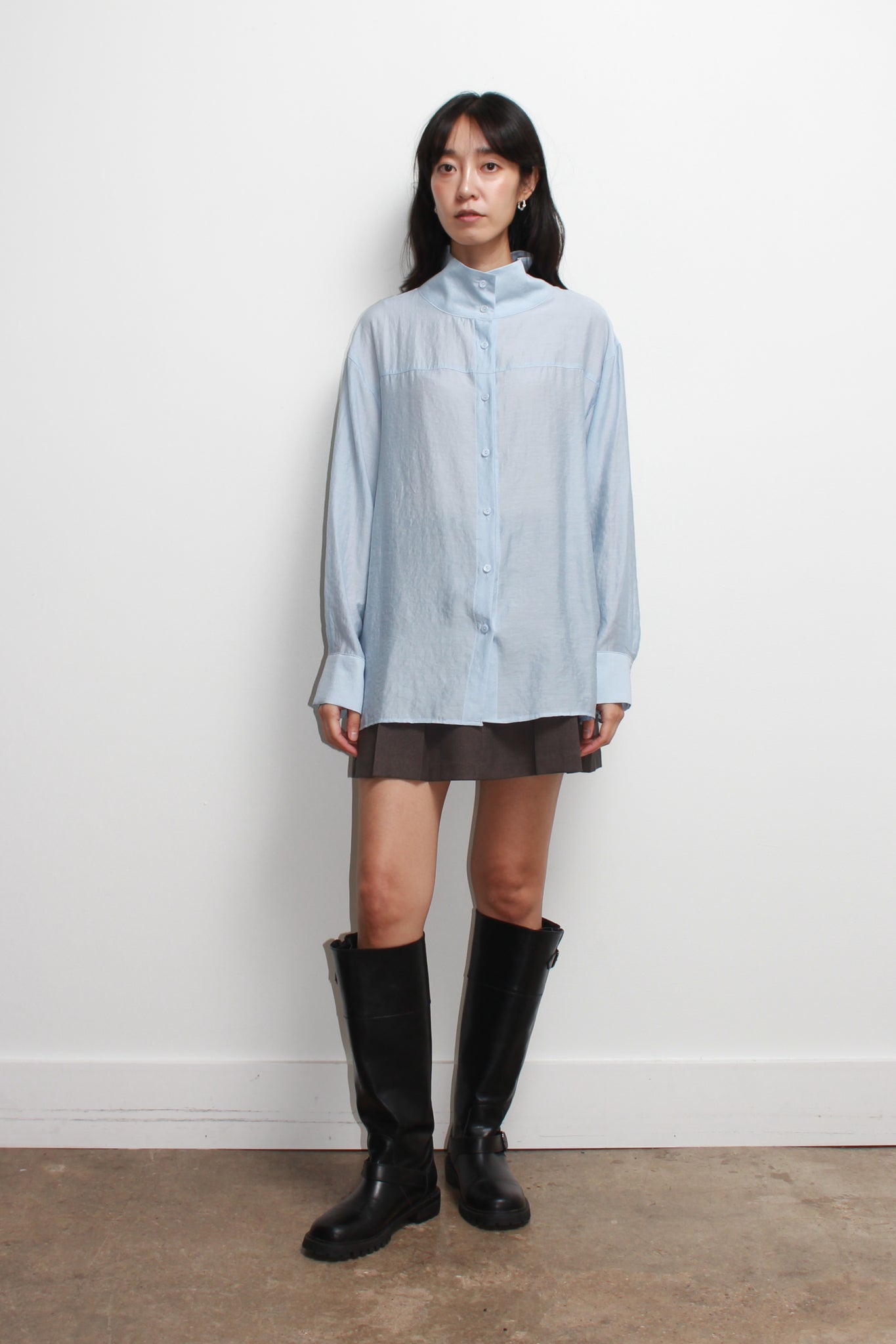 Lake Mockneck Scarf Shirt in Sky Blue