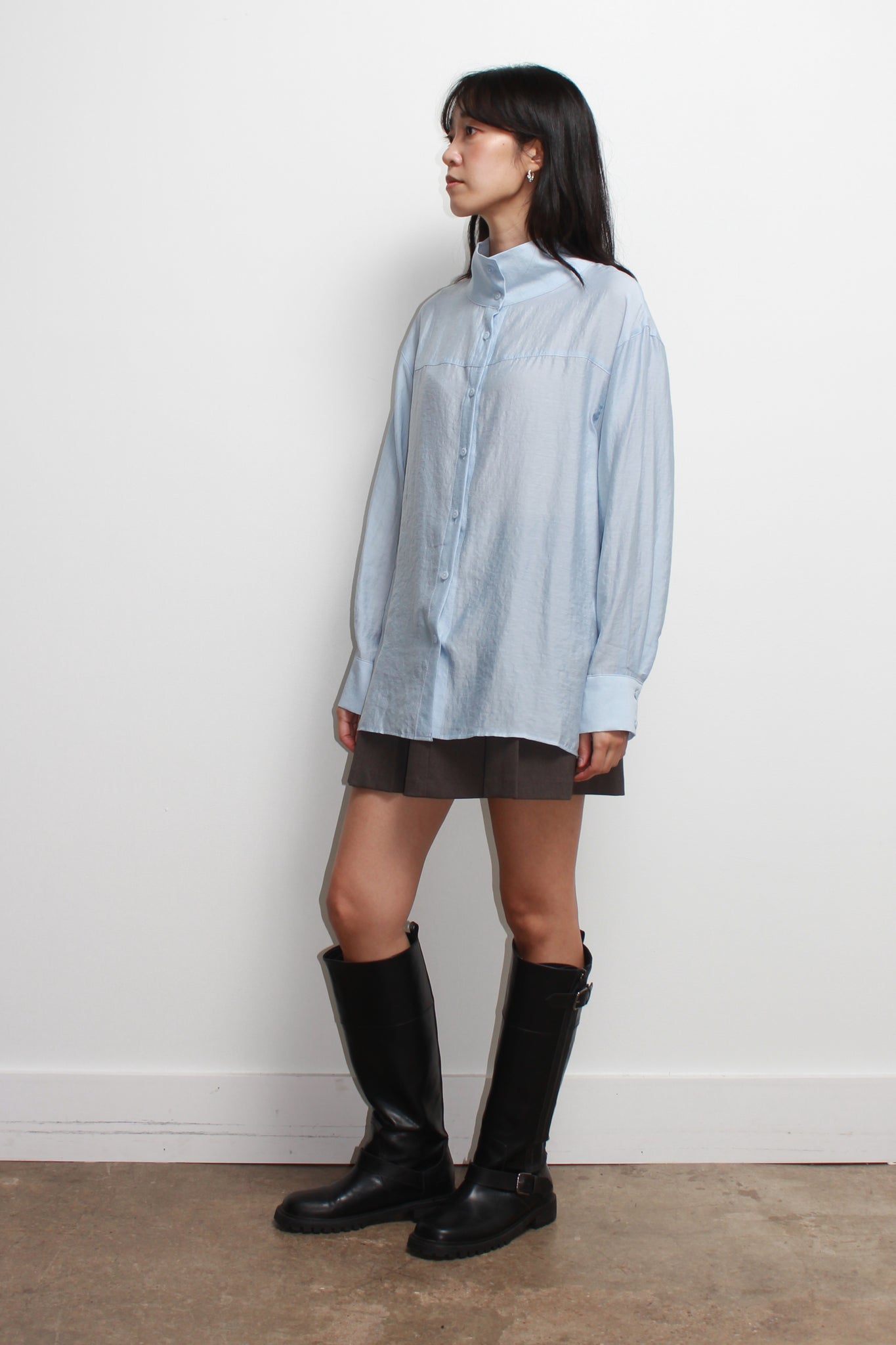 Lake Mockneck Scarf Shirt in Sky Blue
