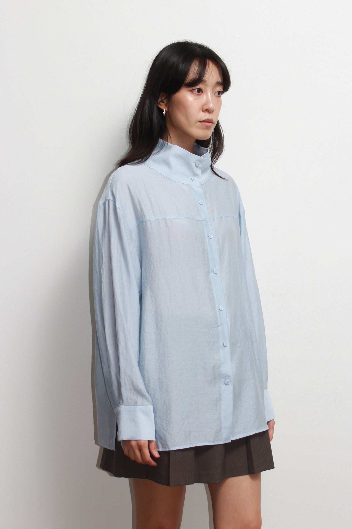 Lake Mockneck Scarf Shirt in Sky Blue