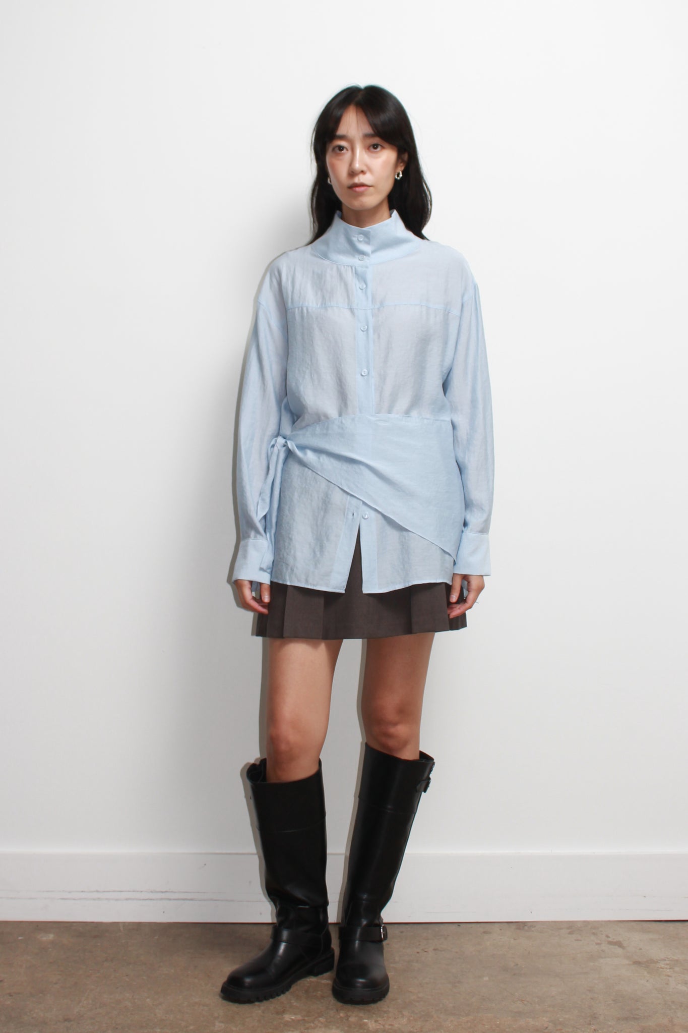 Lake Mockneck Scarf Shirt in Sky Blue