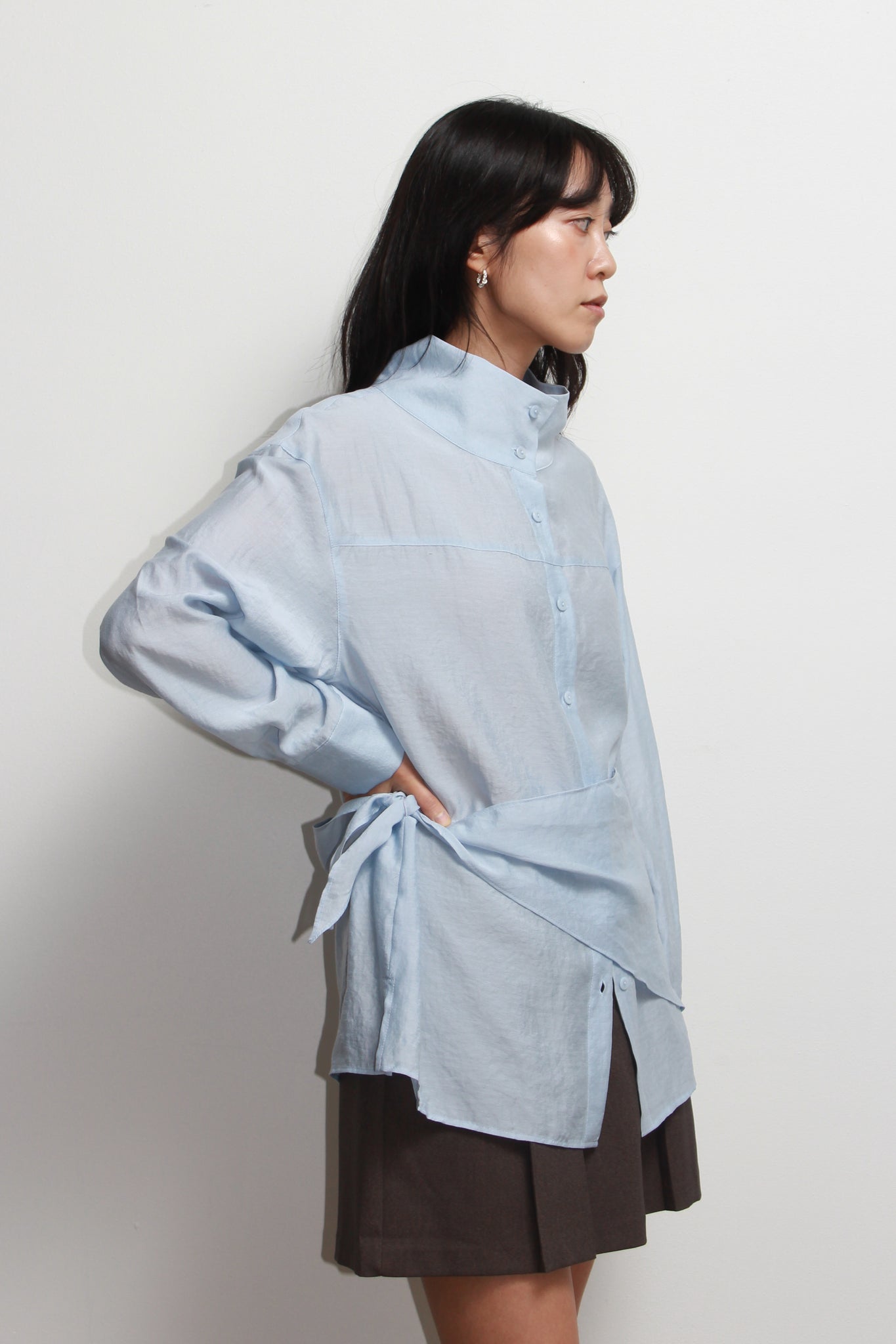 Lake Mockneck Scarf Shirt in Sky Blue