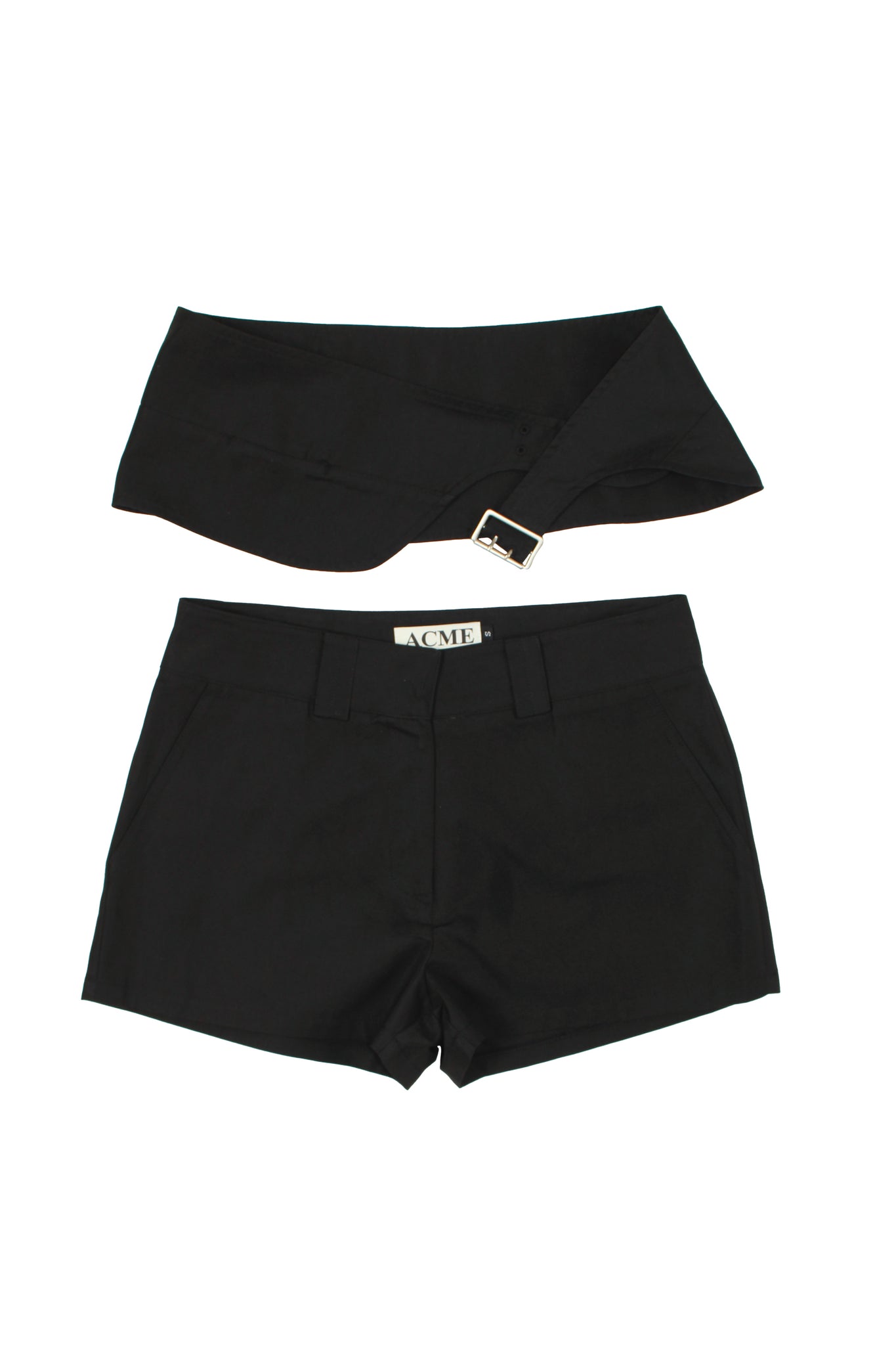 Paints Wrap Belt Shorts in Black