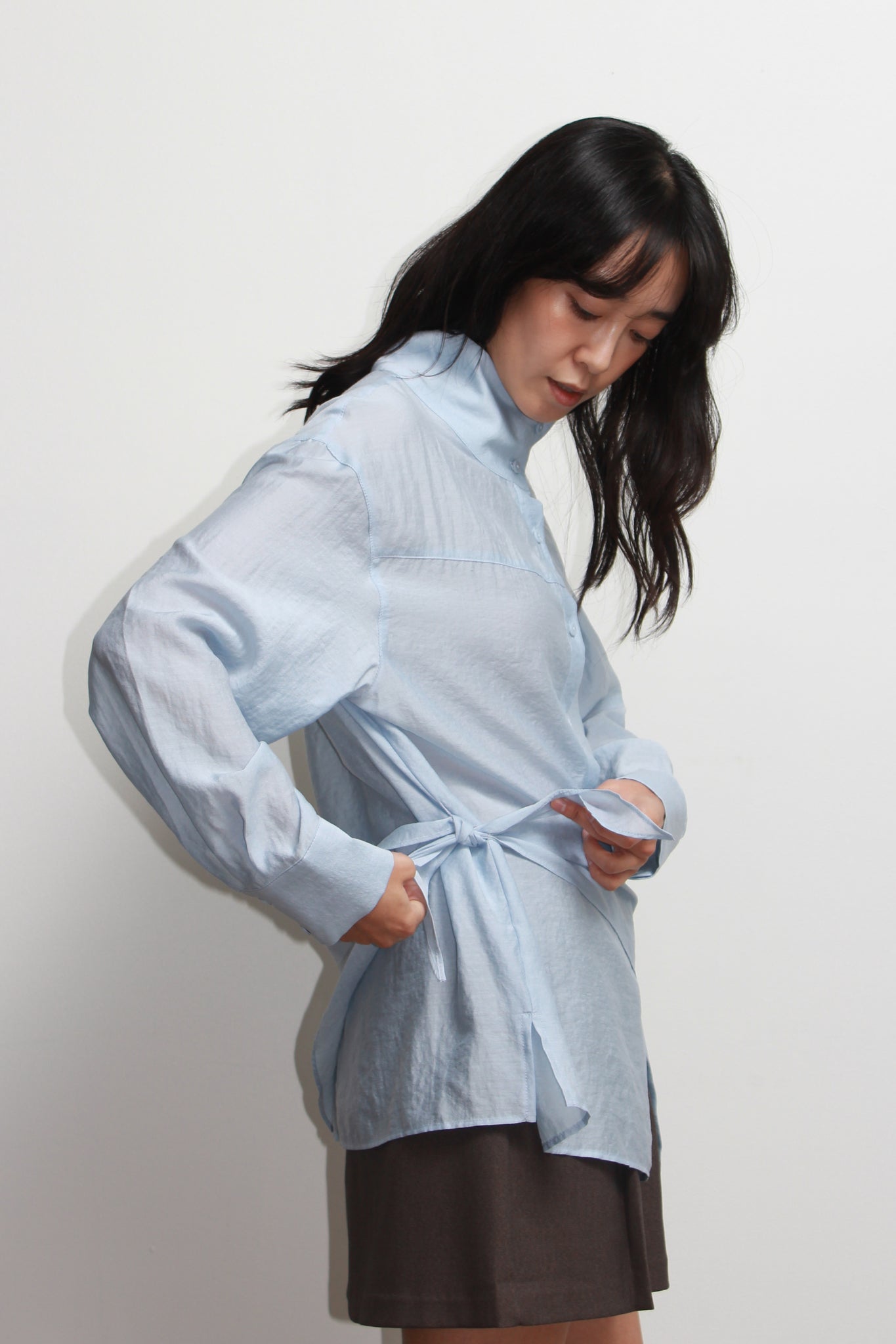 Lake Mockneck Scarf Shirt in Sky Blue