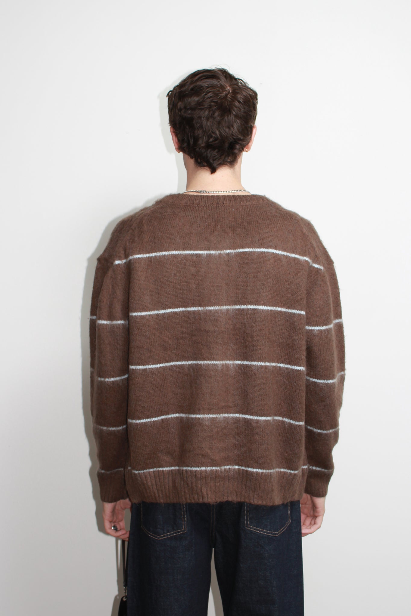 Lie Stripe Cardigan in Olive Brown