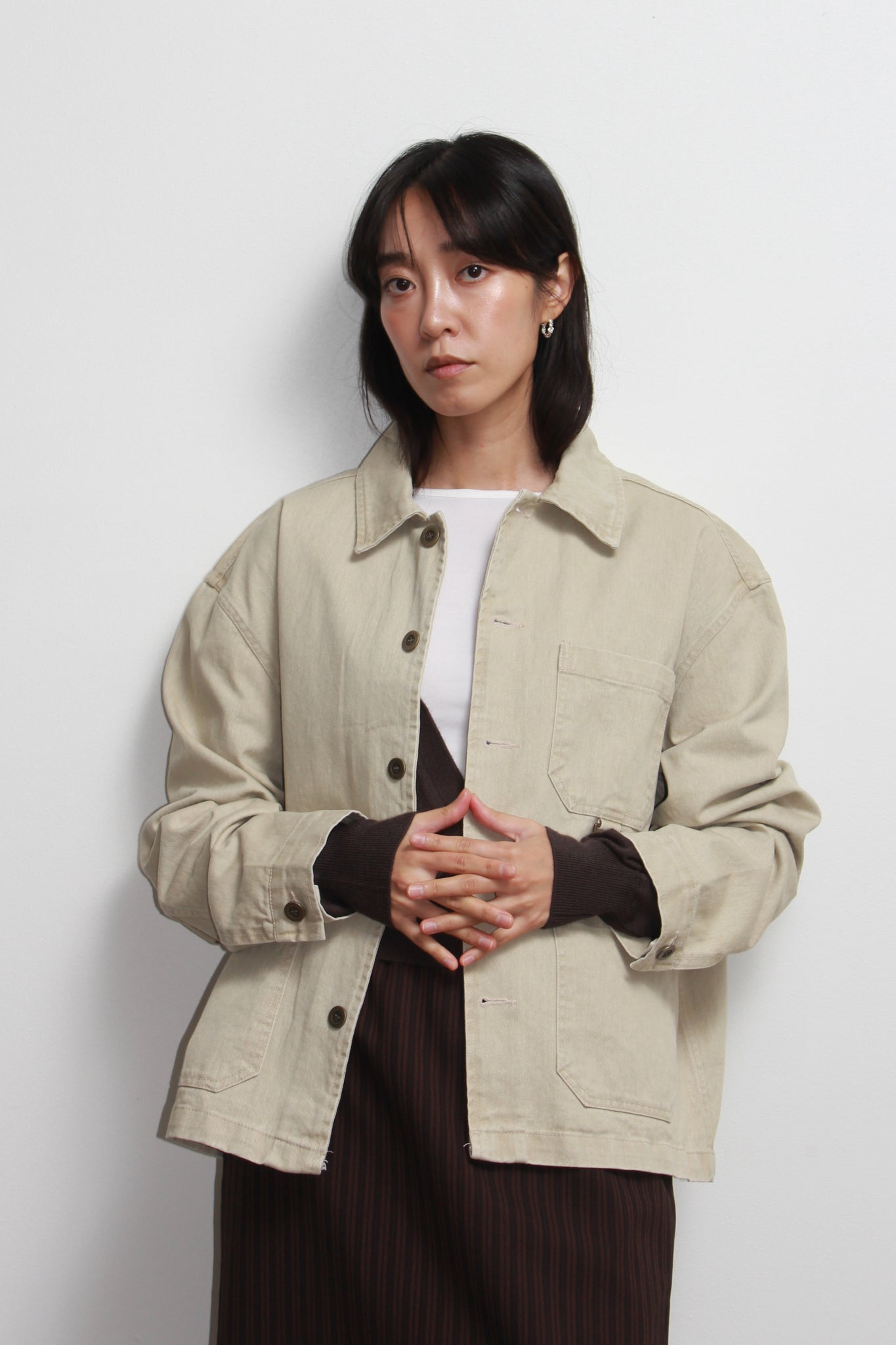 Remain D Crop Jacket in Beige