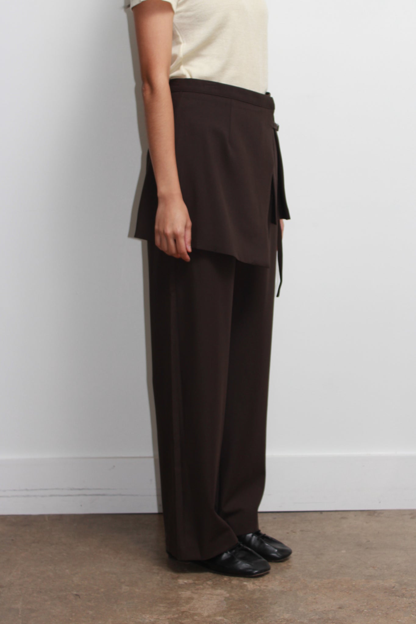 Tei Pleats Wrap Skirt Pants in Chocolate