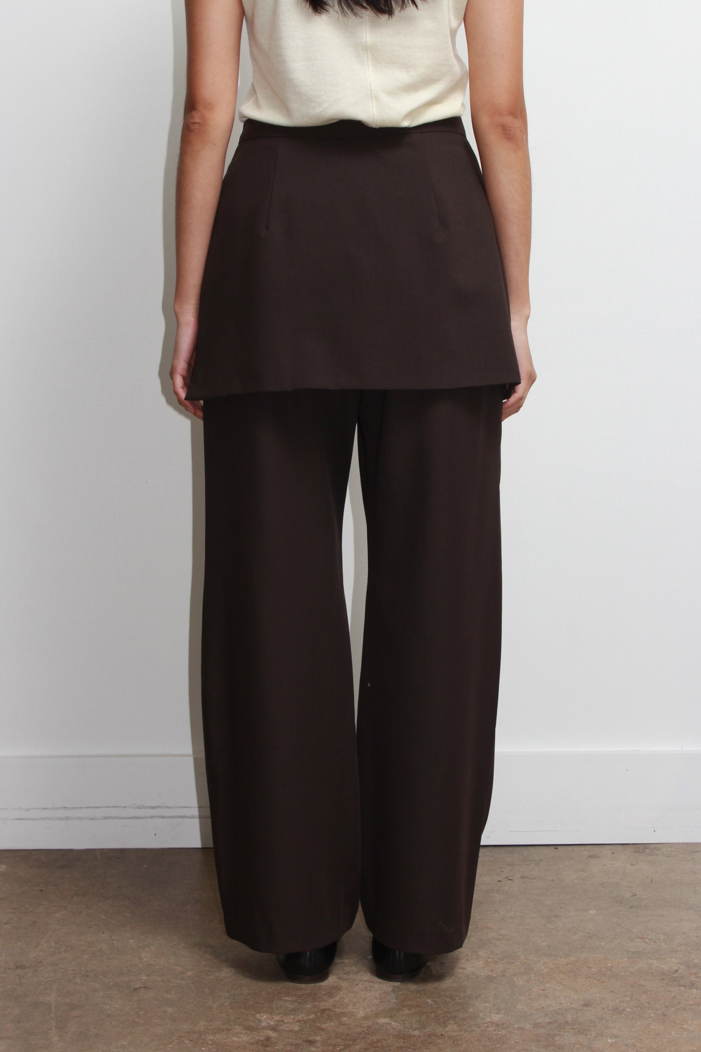 Tei Pleats Wrap Skirt Pants in Chocolate