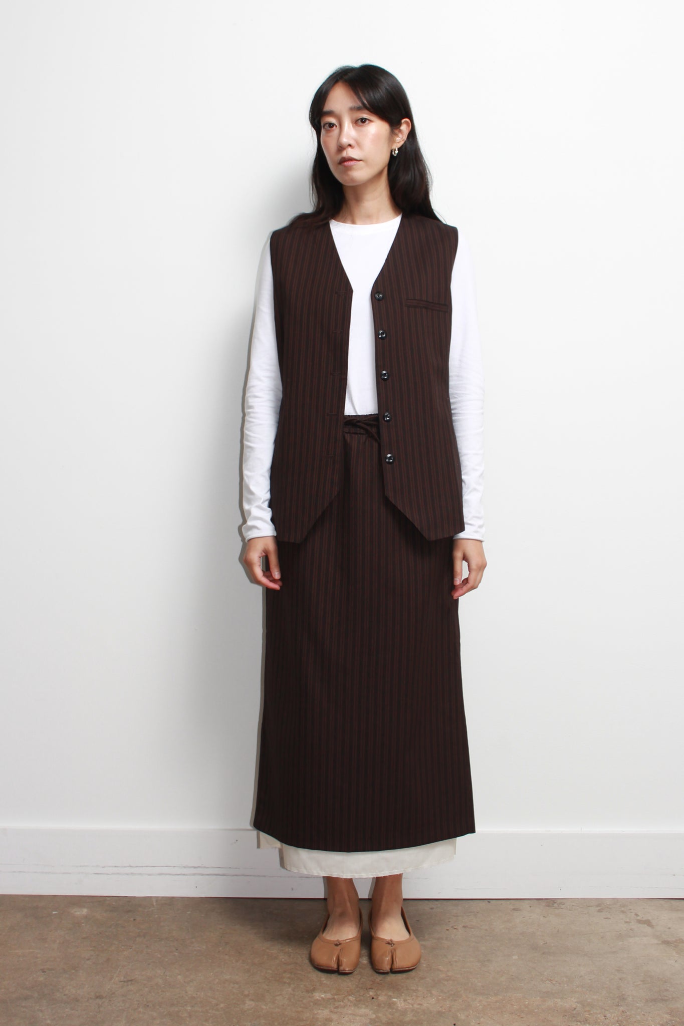 Mood Stripe Vest in Brown