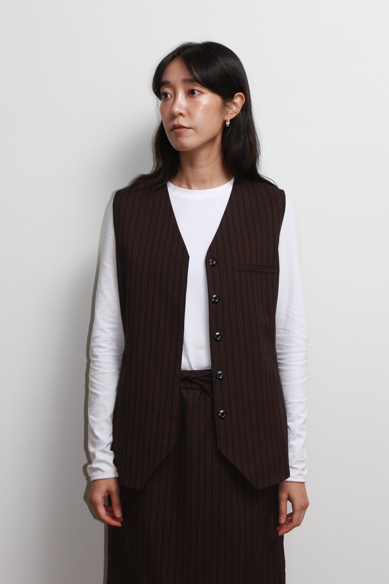 Mood Stripe Vest in Brown