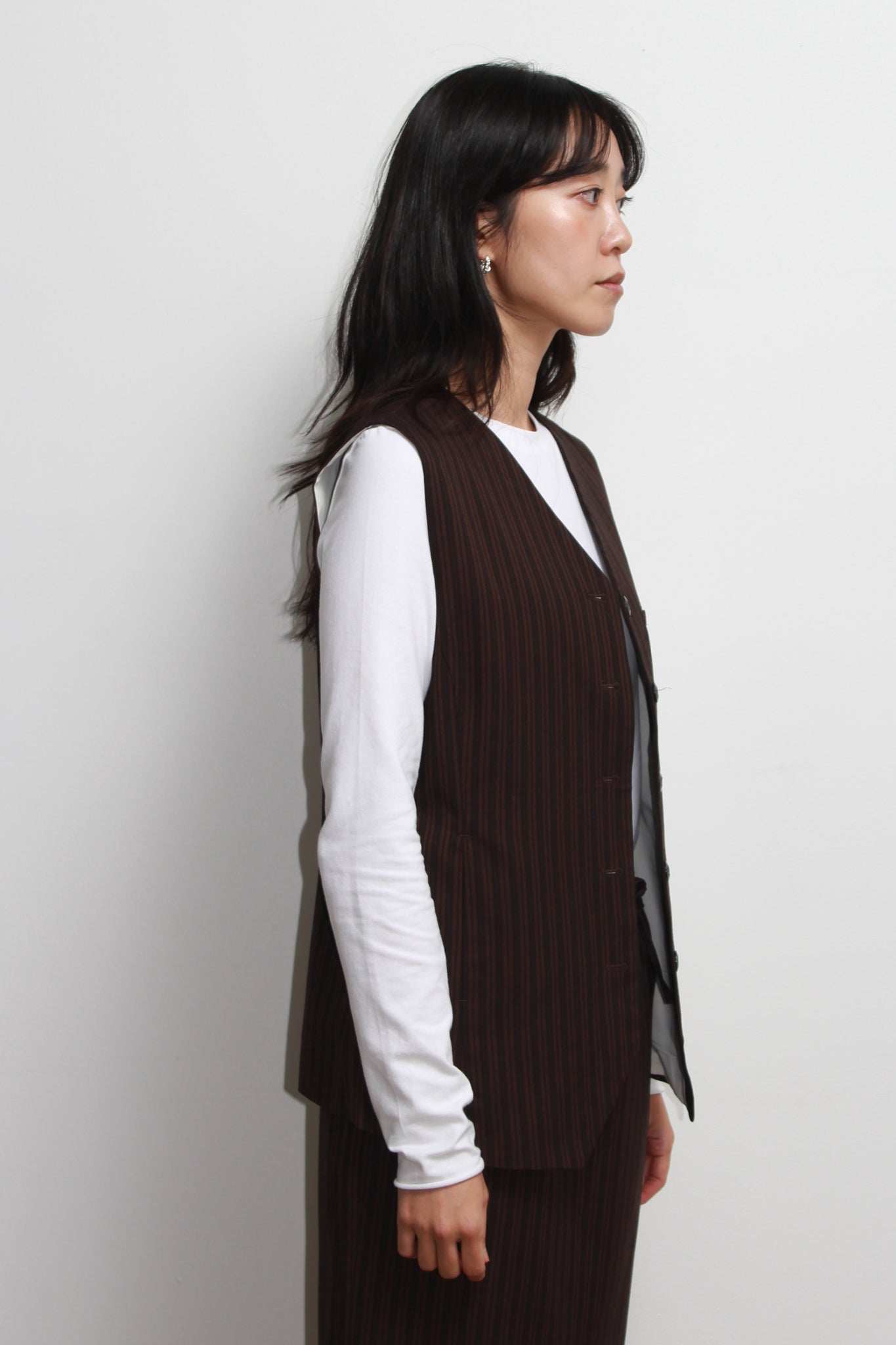 Mood Stripe Vest in Brown