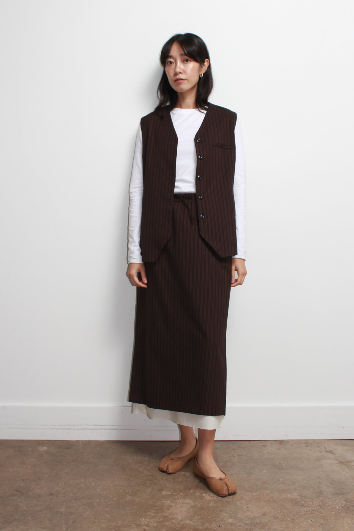 Mood Stripe Vest in Brown