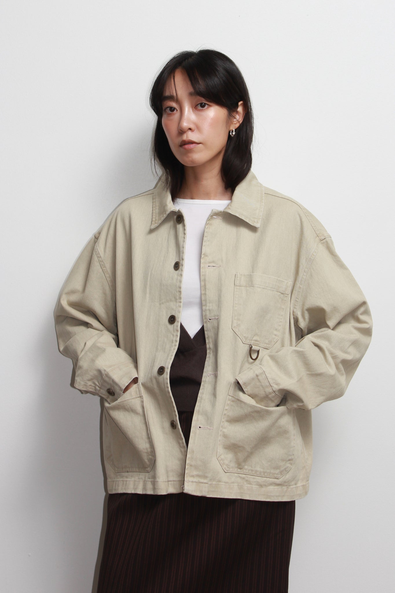 Remain D Crop Jacket in Beige