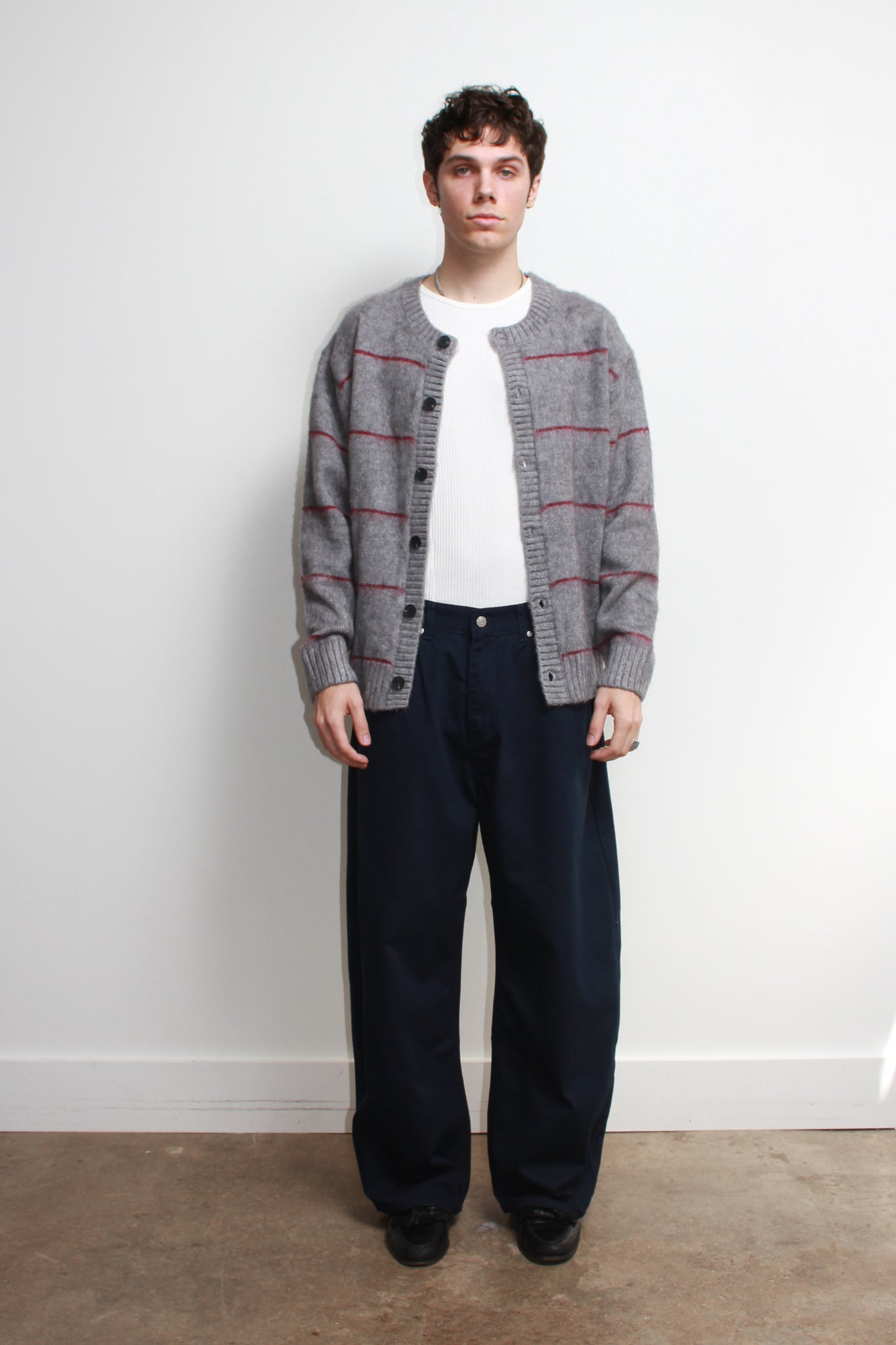 Lie Stripe Cardigan in Grey