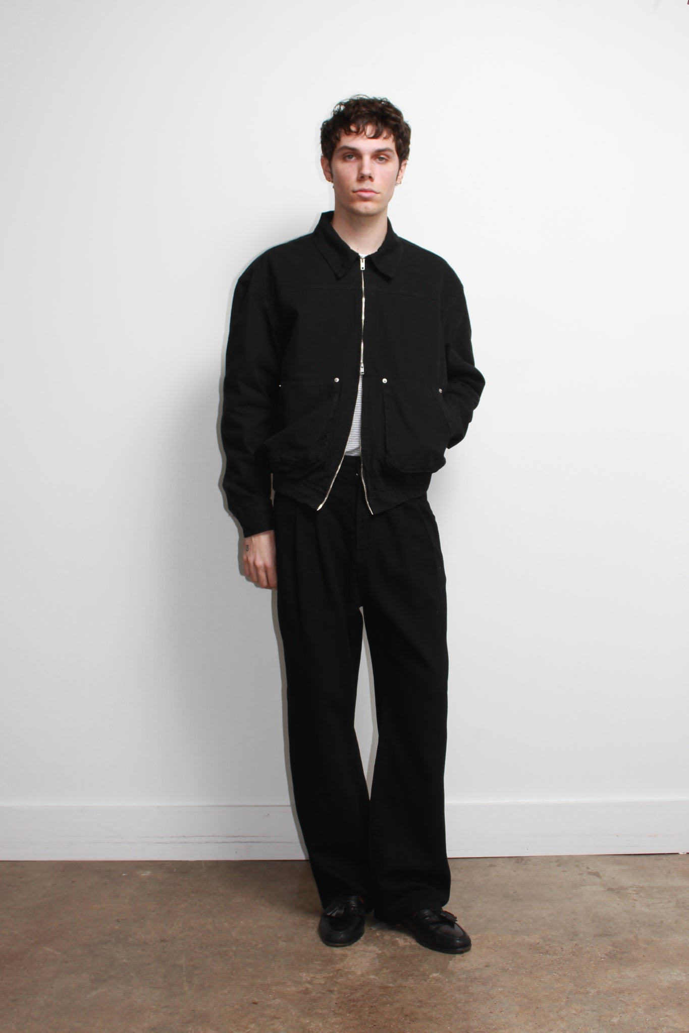 Blanc Double Pintuck Denim in Black
