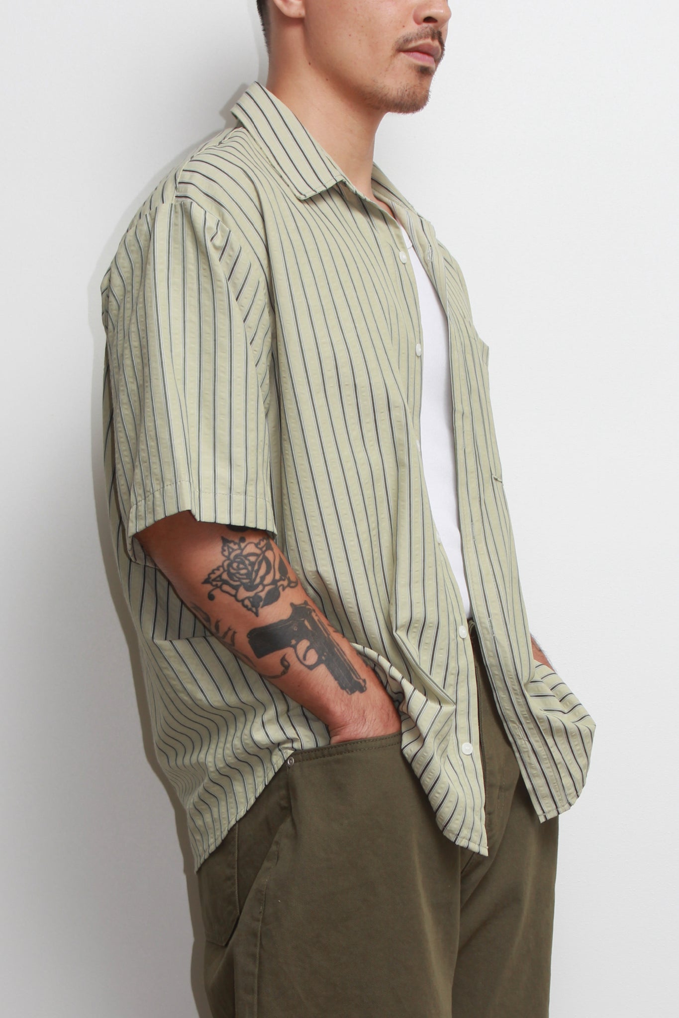 Seersucker Stripe Shirts in Green