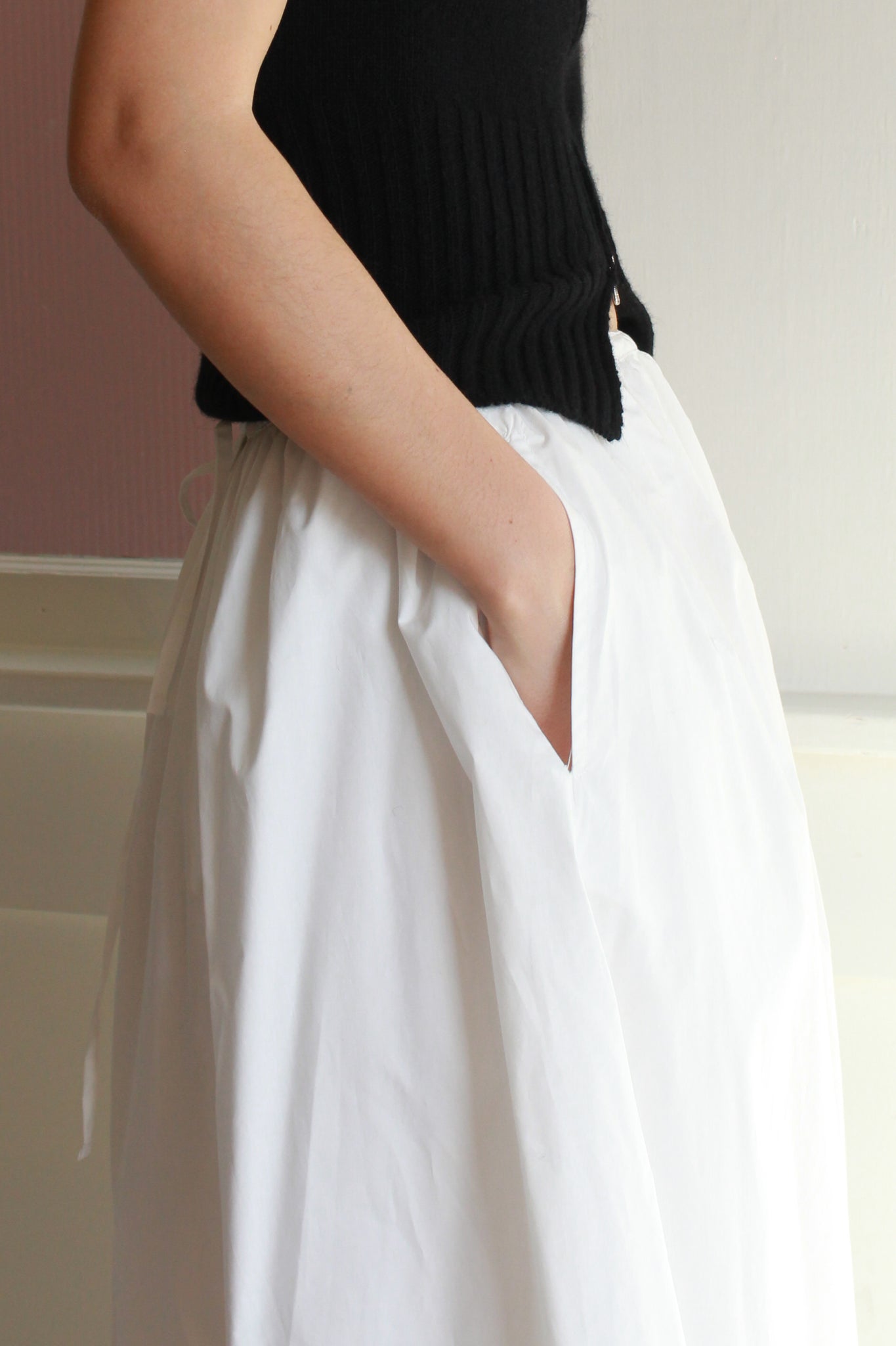 Shirring Flare Skirt in White