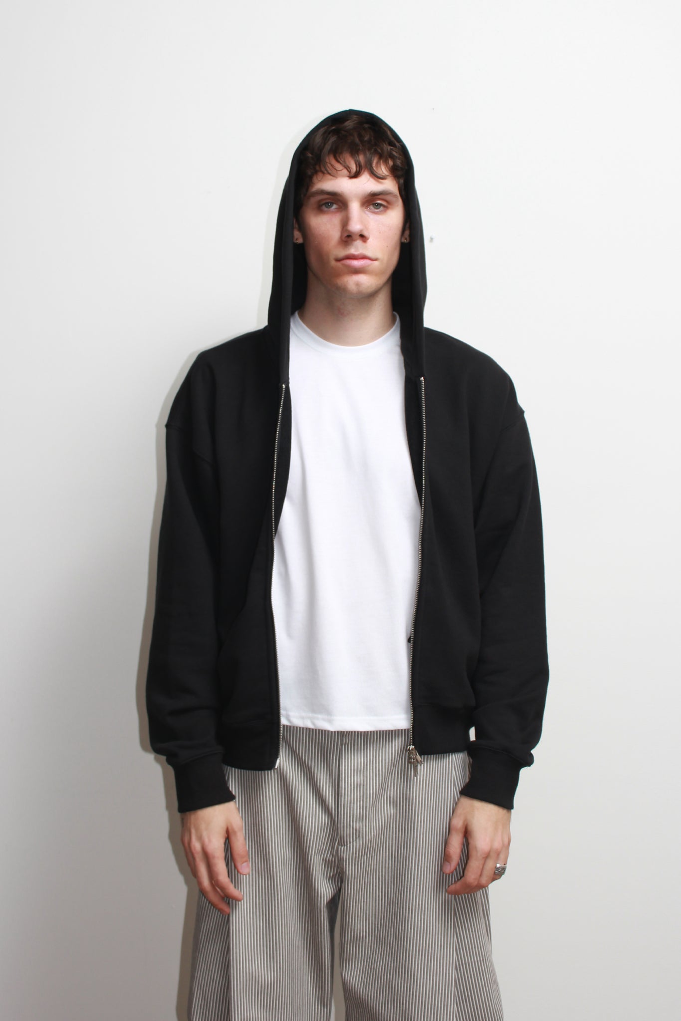 Lemay Crop Hood Zip Up in Black