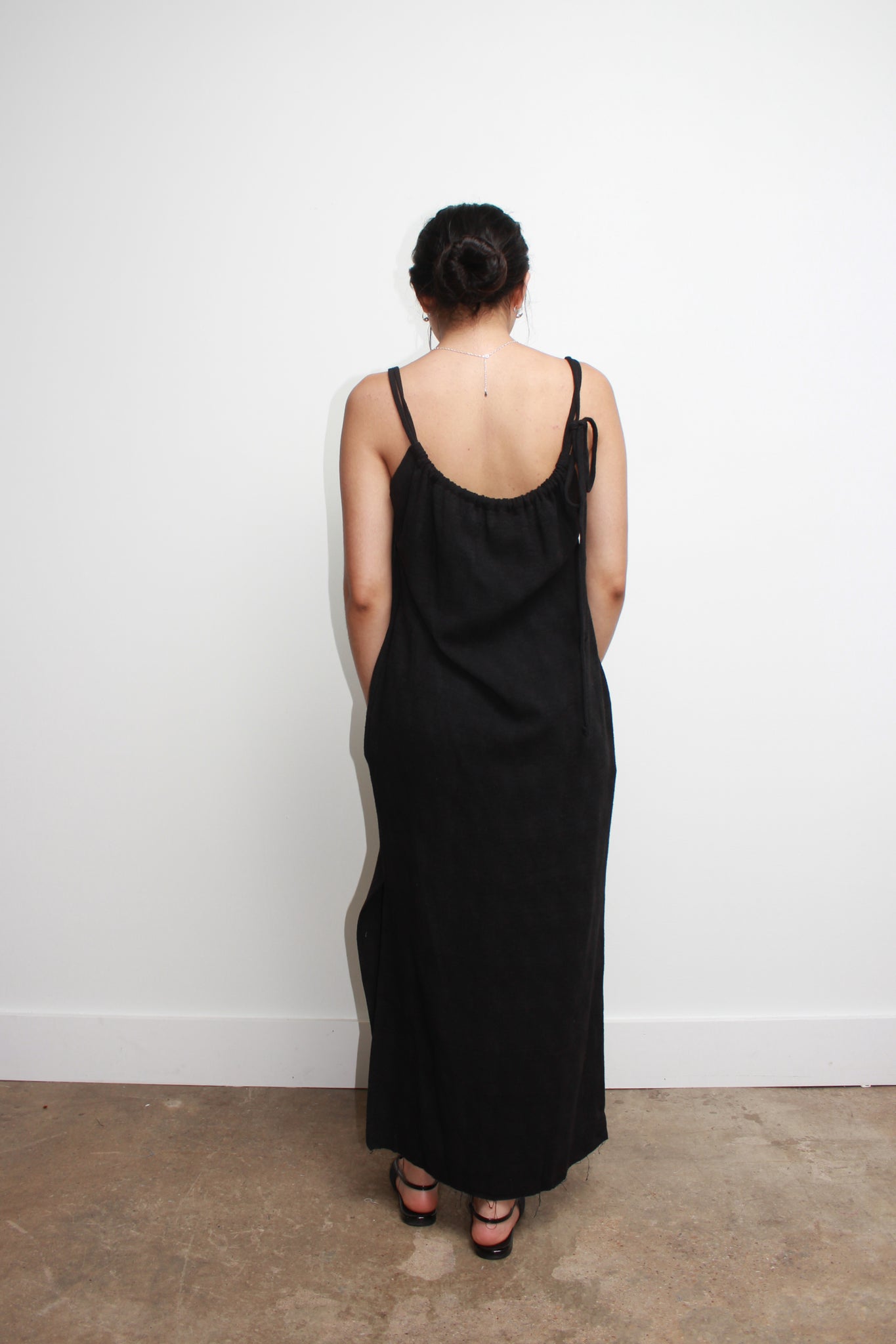 Mariner Linen Dress in Black