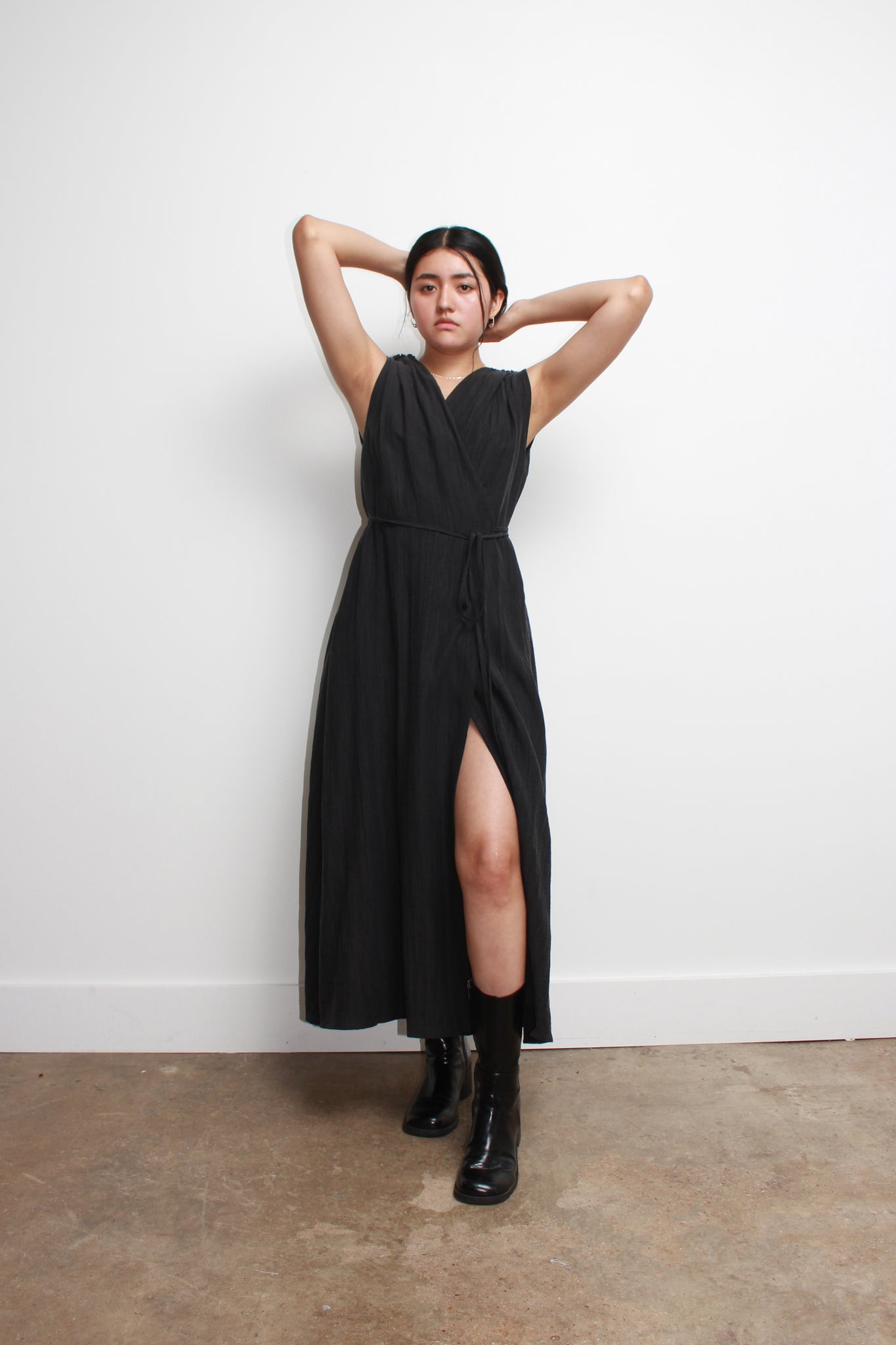 Nerf Wrap Dress in Black