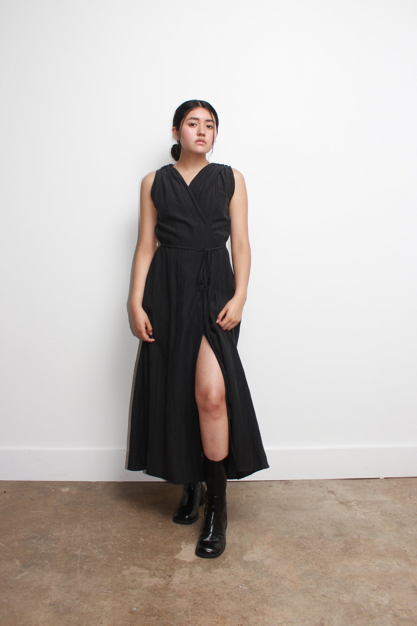 Nerf Wrap Dress in Black