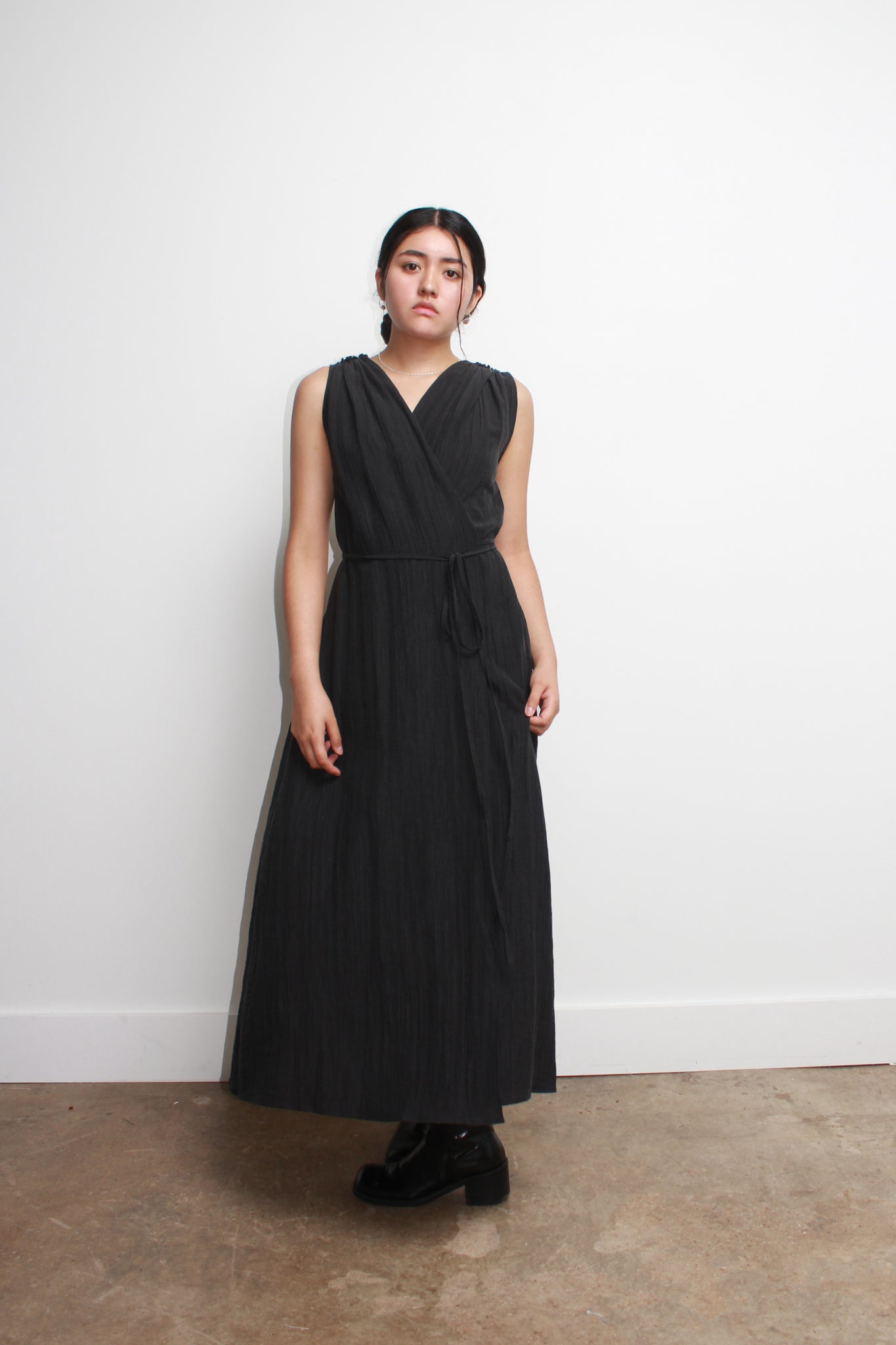 Nerf Wrap Dress in Black