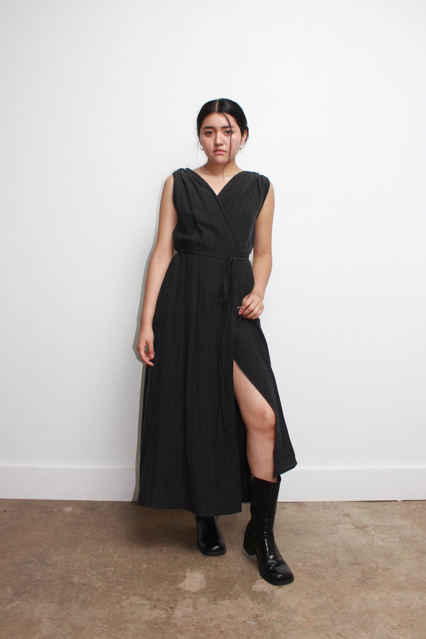 Nerf Wrap Dress in Black