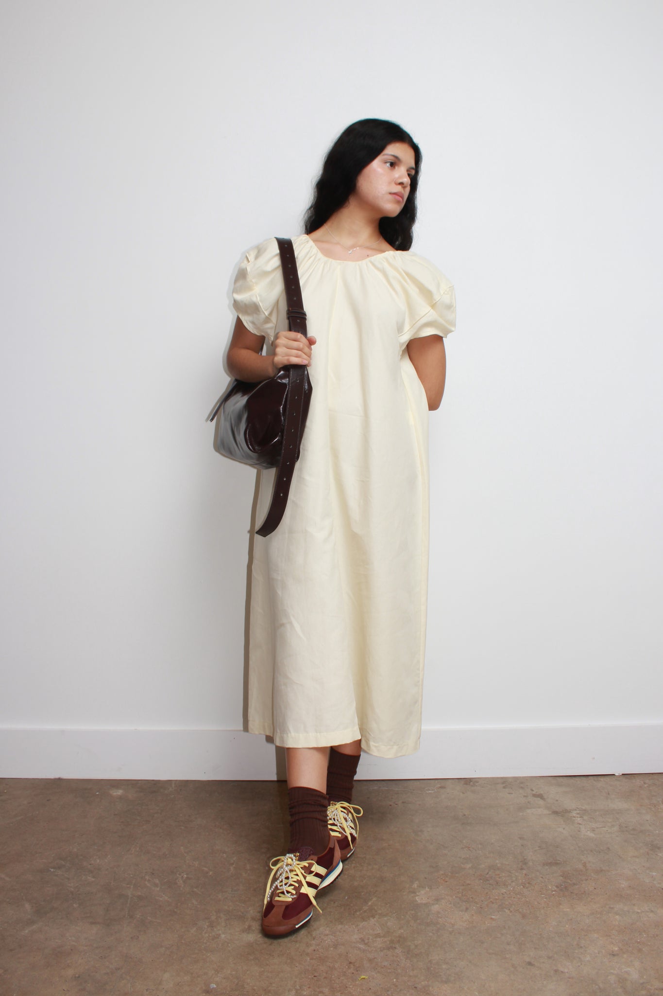 Cap Ballon Sleeve Dress in Butter