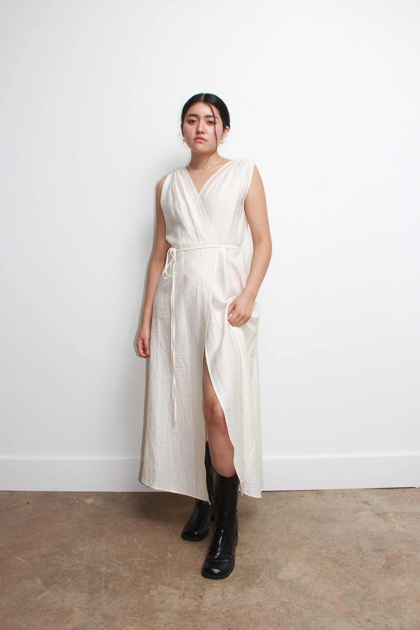 Nerf Wrap Dress in White