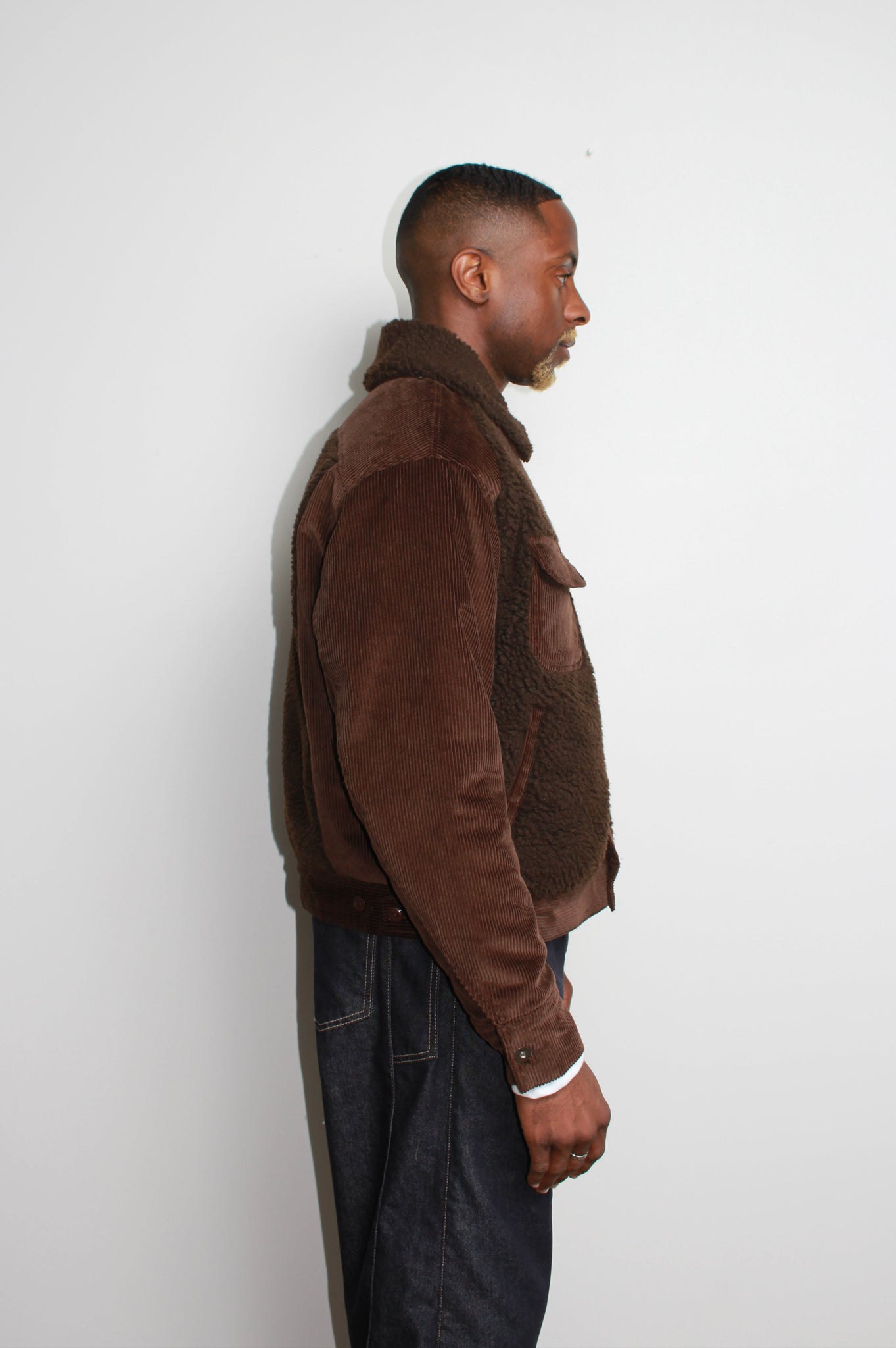 Corduroy Shearling Jacket in Brown