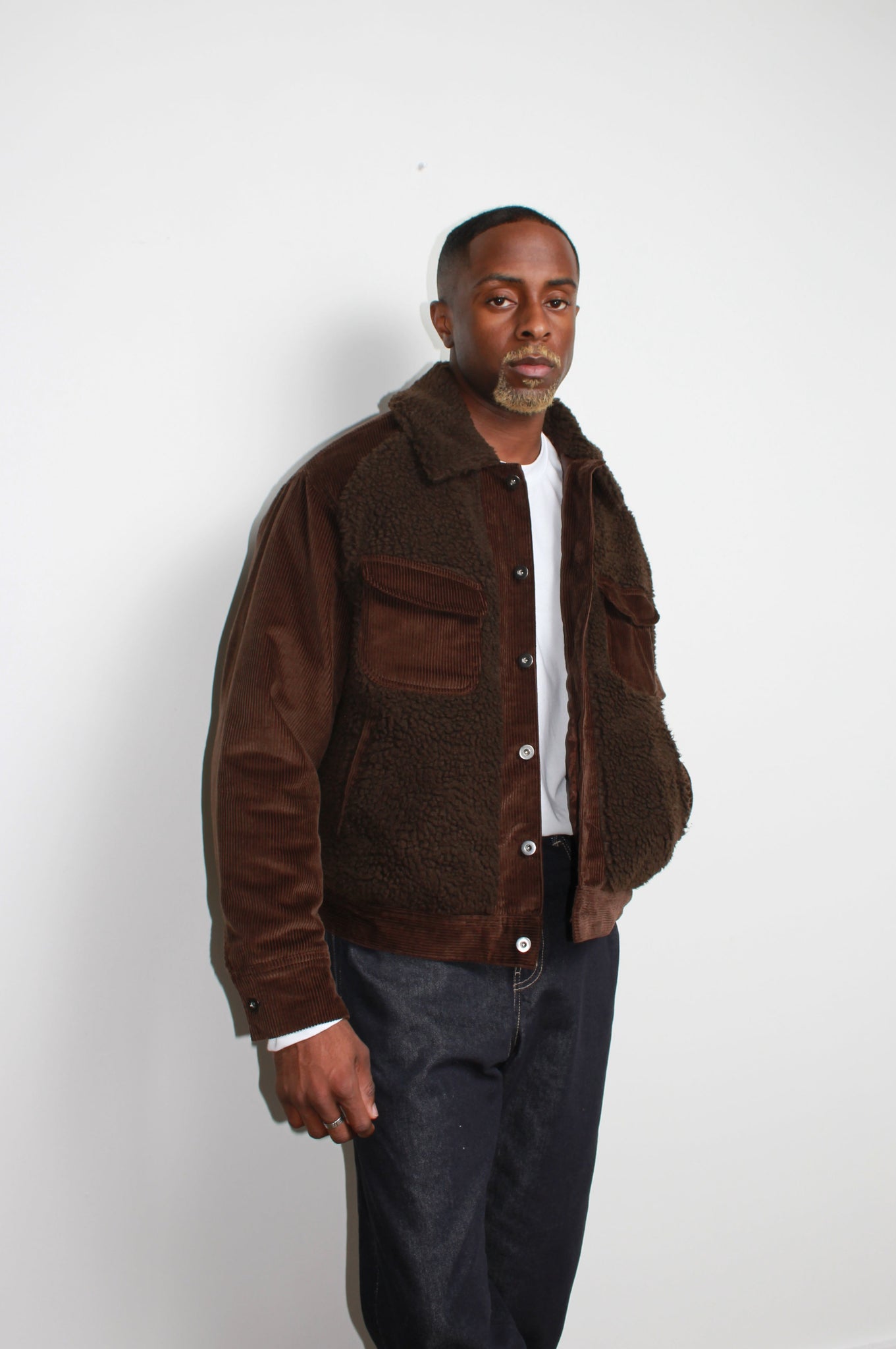 Corduroy Shearling Jacket in Brown