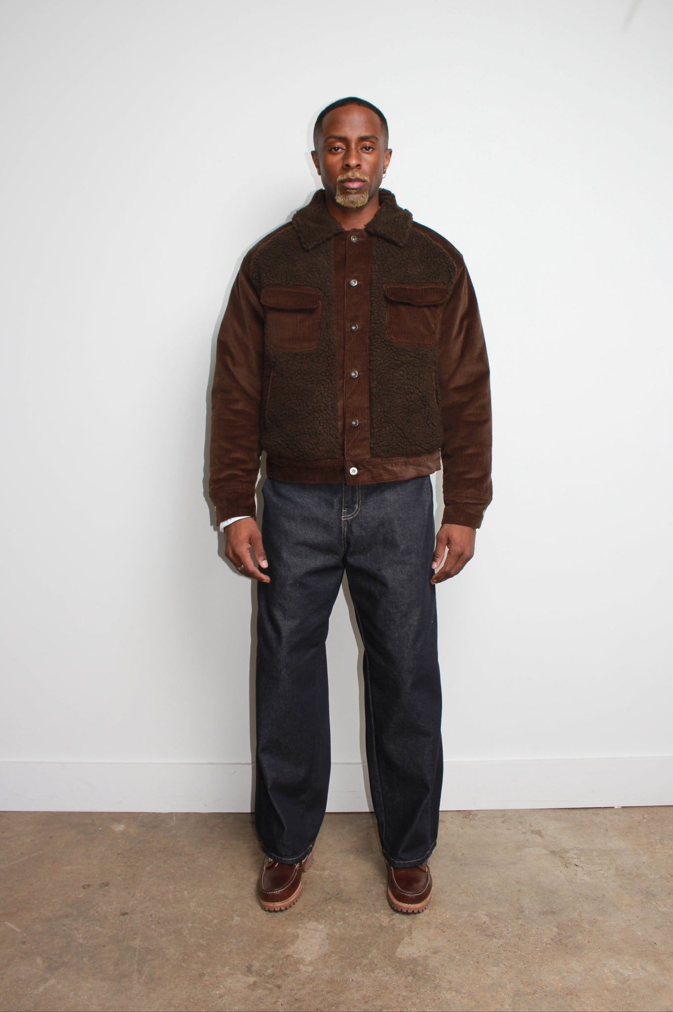 Corduroy Shearling Jacket in Brown