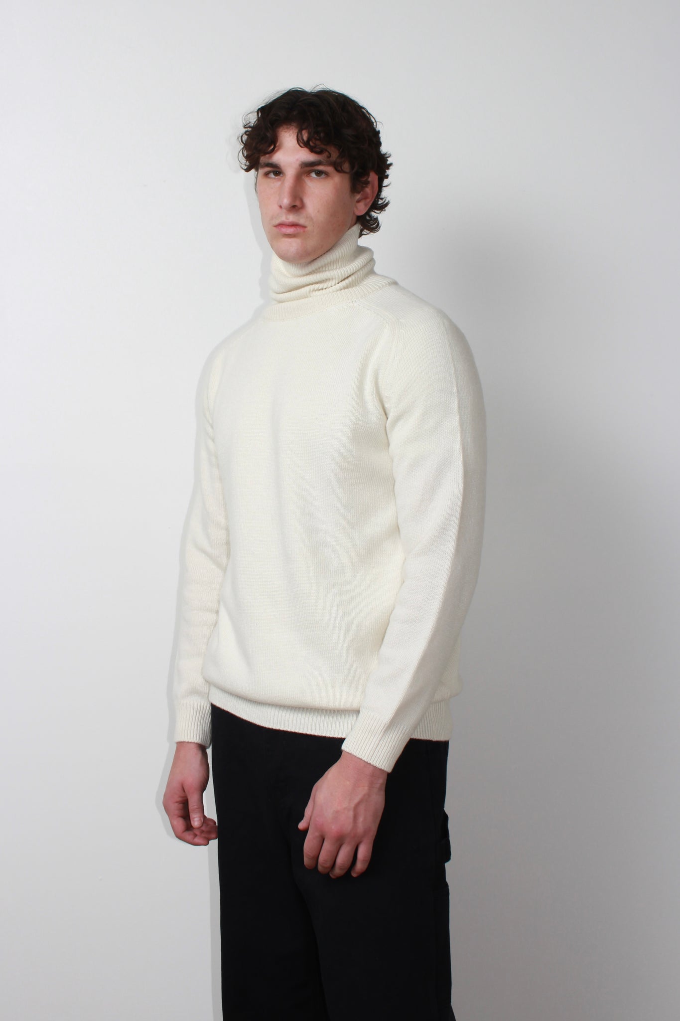 Torino Wool Turtleneck Knit in Ivory