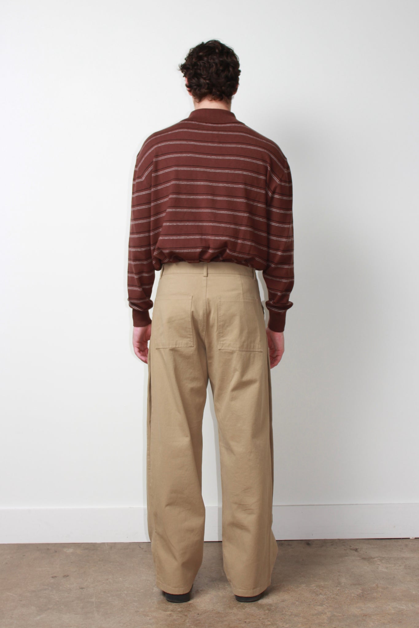 Mono striped polo shirt sweater in Brown