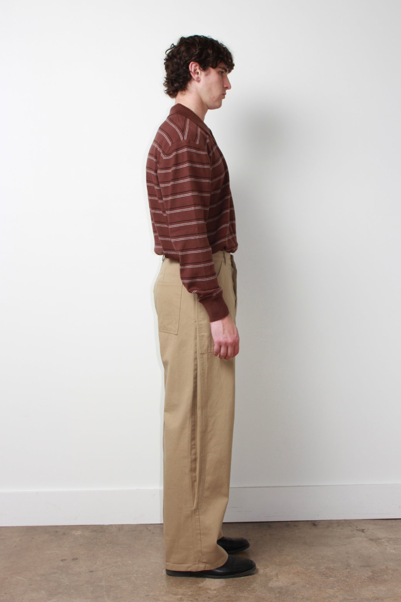 Mono striped polo shirt sweater in Brown