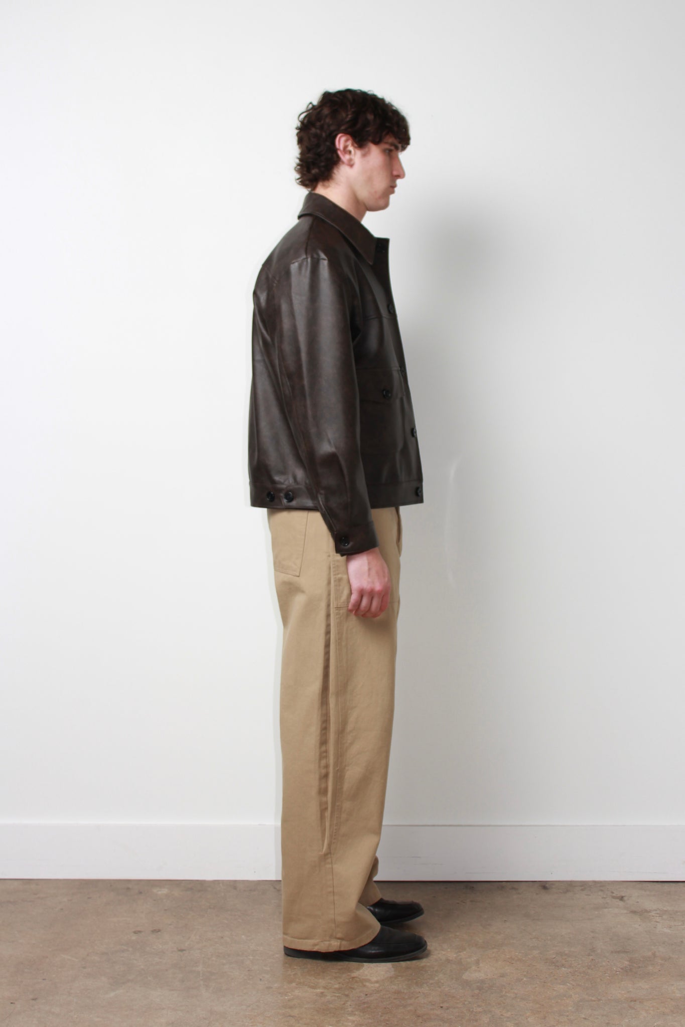 Murphy Pocket Faux Leather Jacket in Brown