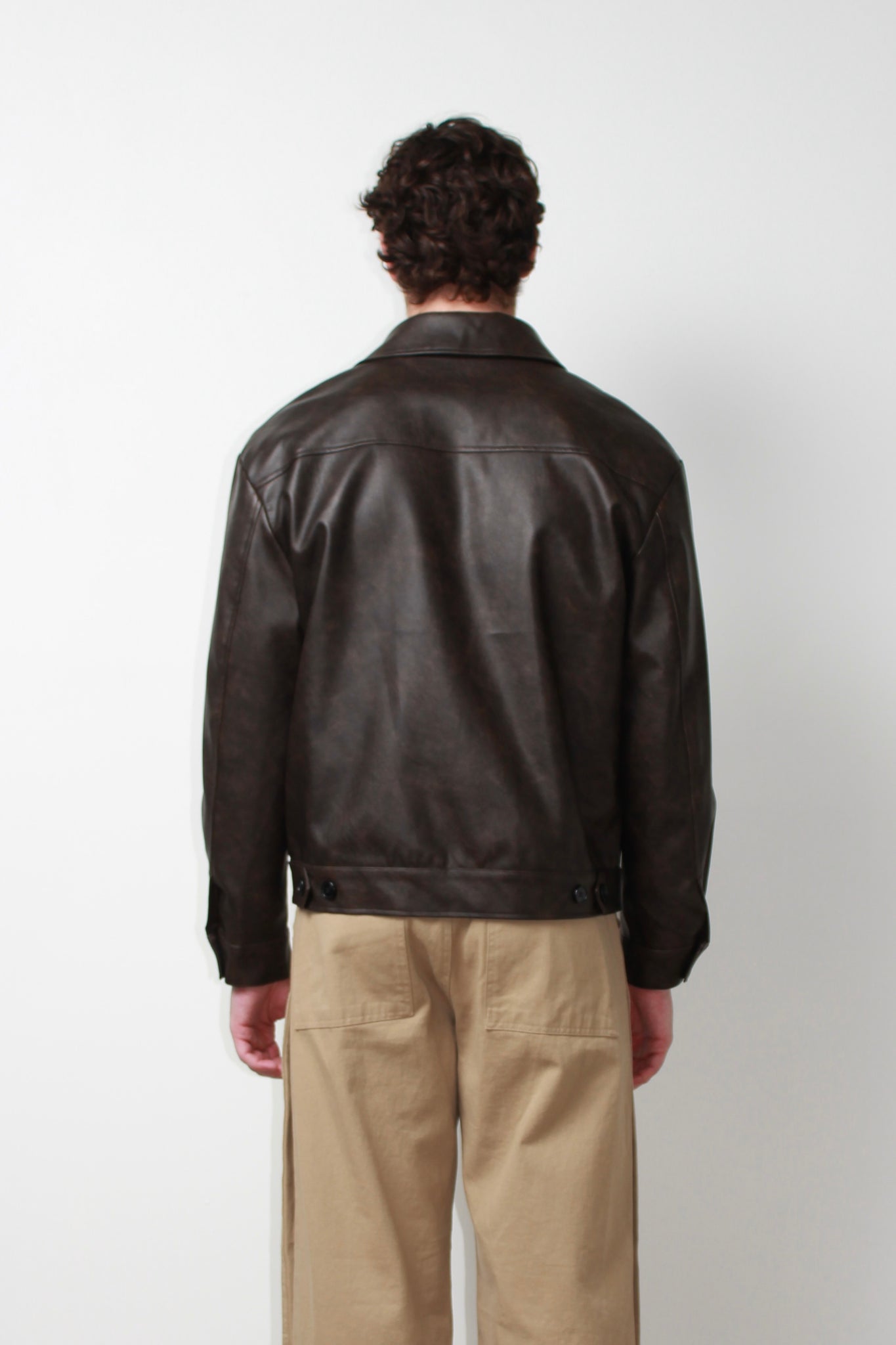 Murphy Pocket Faux Leather Jacket in Brown