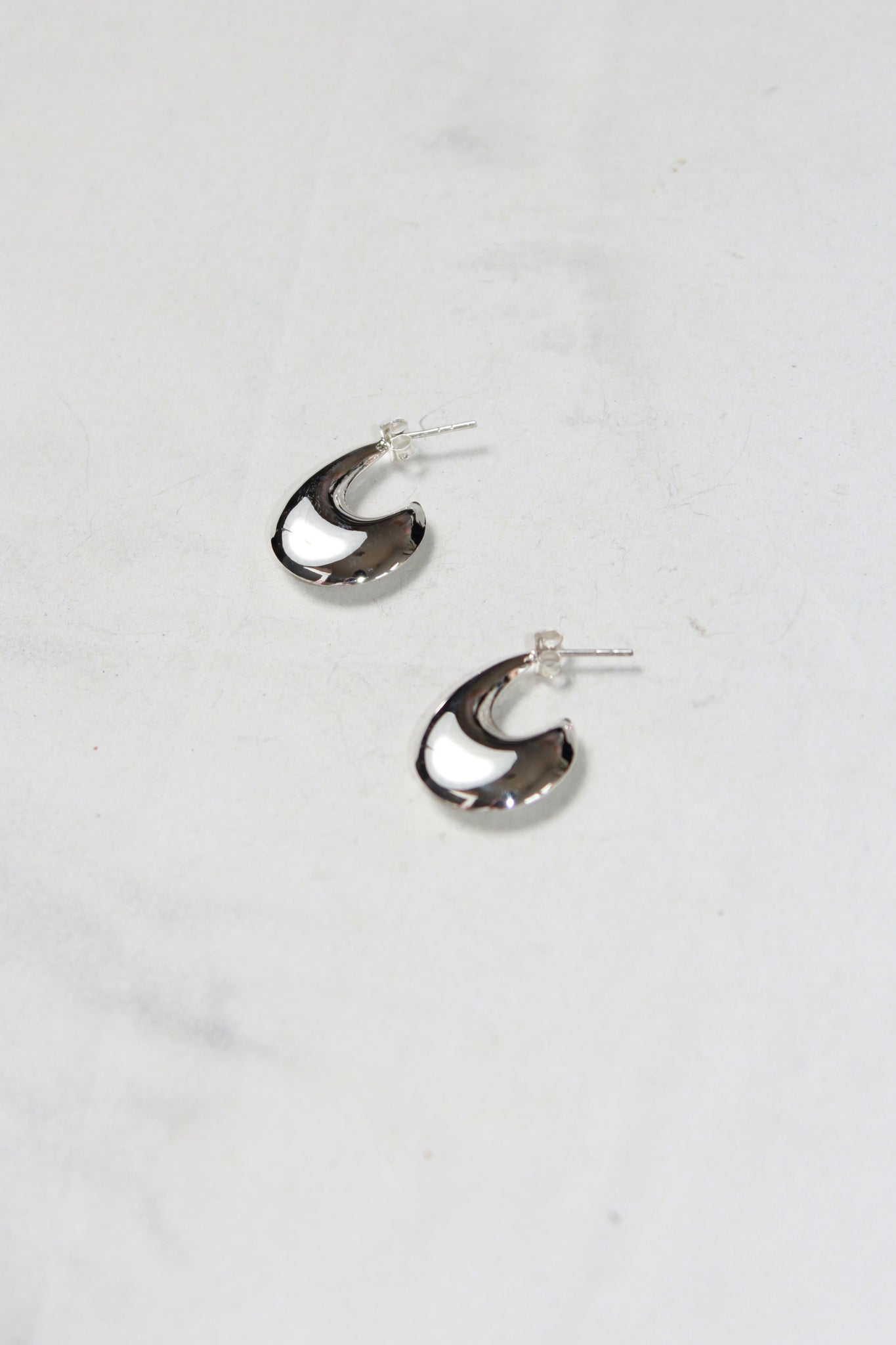 Bold Half Moon Earring in Silver