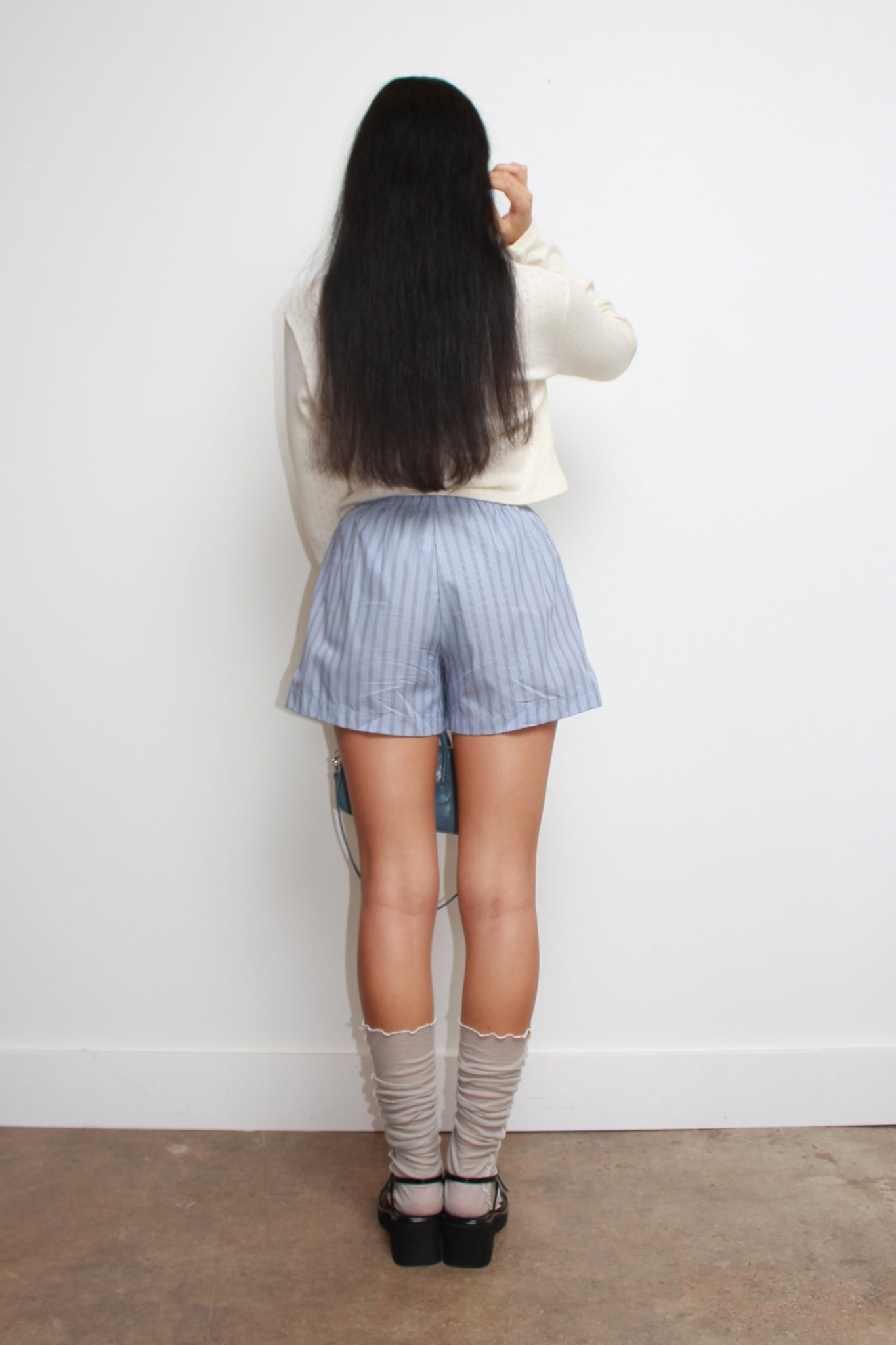 Cotton Stripe Shorts in Blue