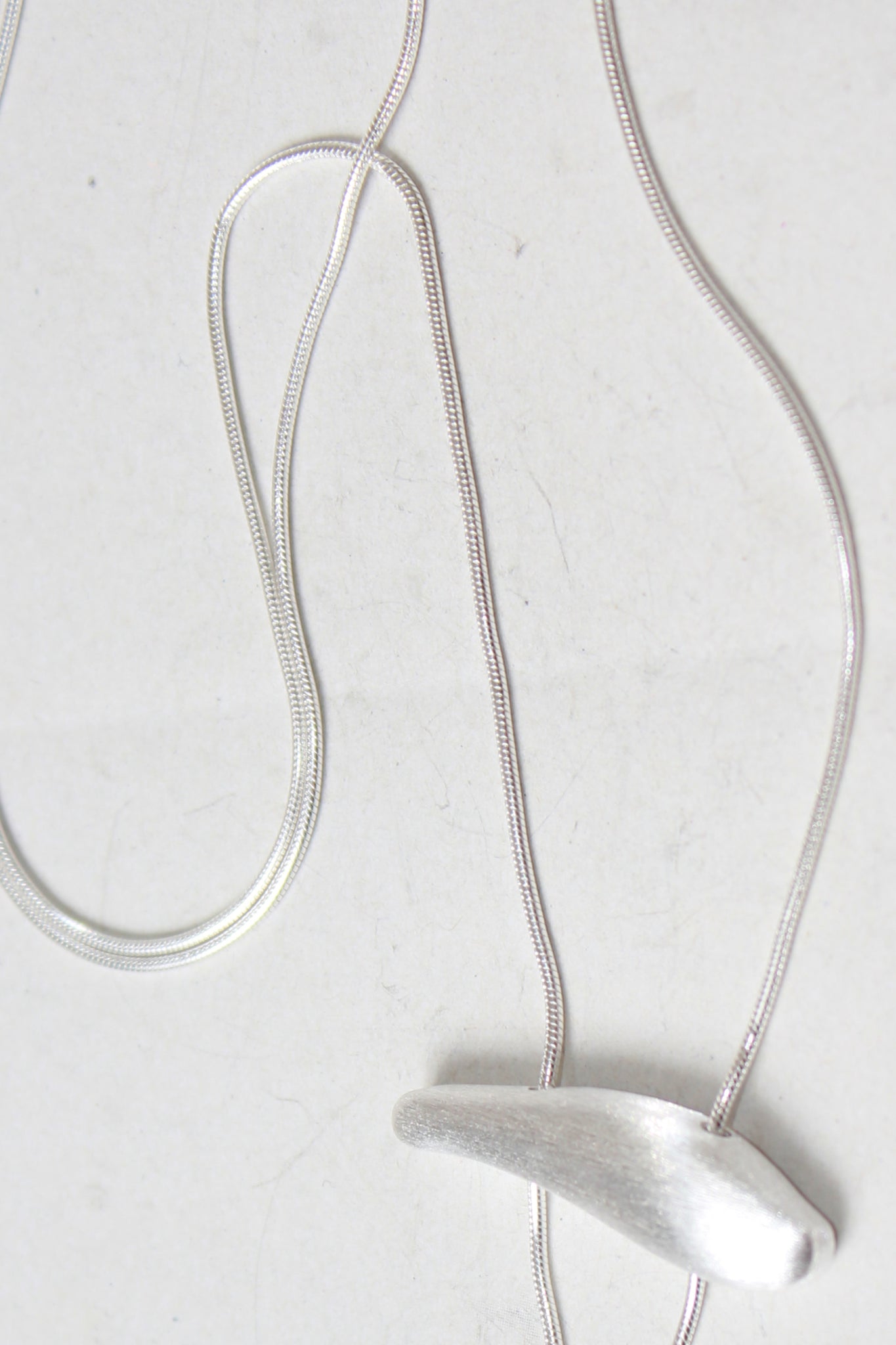 Matte Oval Necklace in Silver