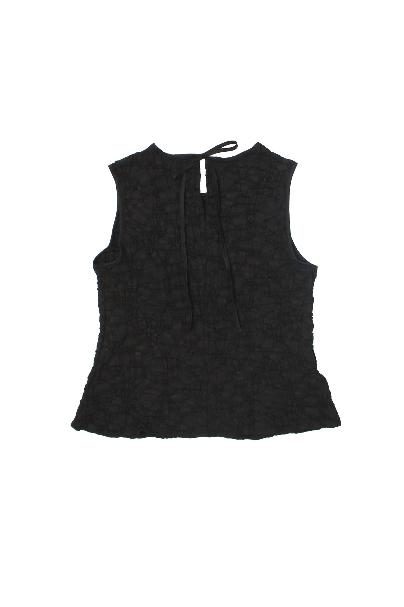 Texture Back Ribbon Top in Black