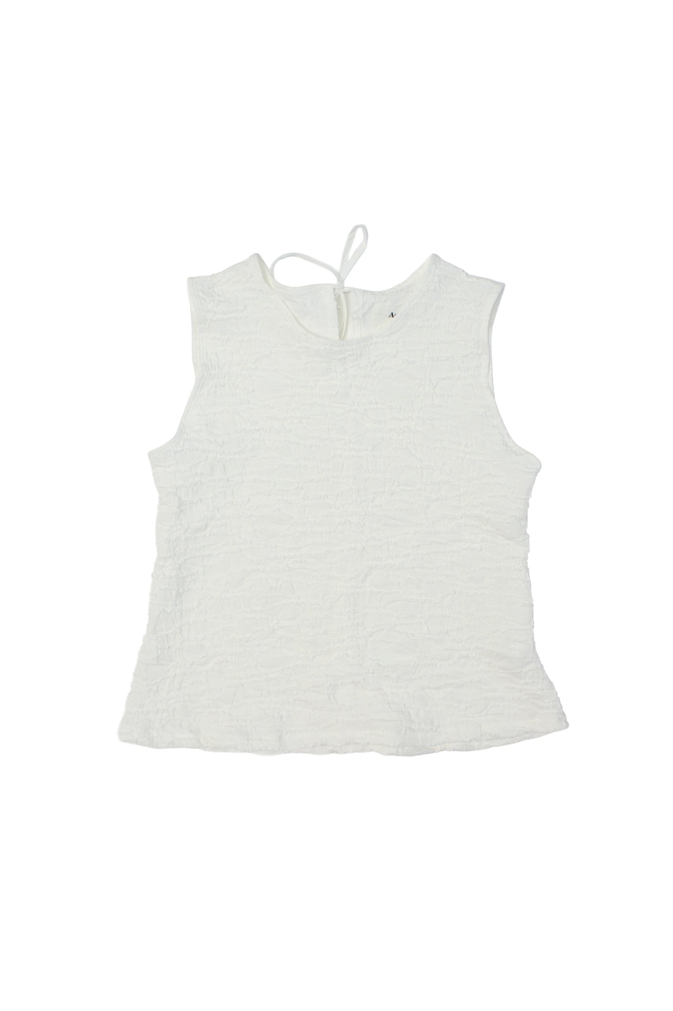 Texture Back Ribbon Top in White