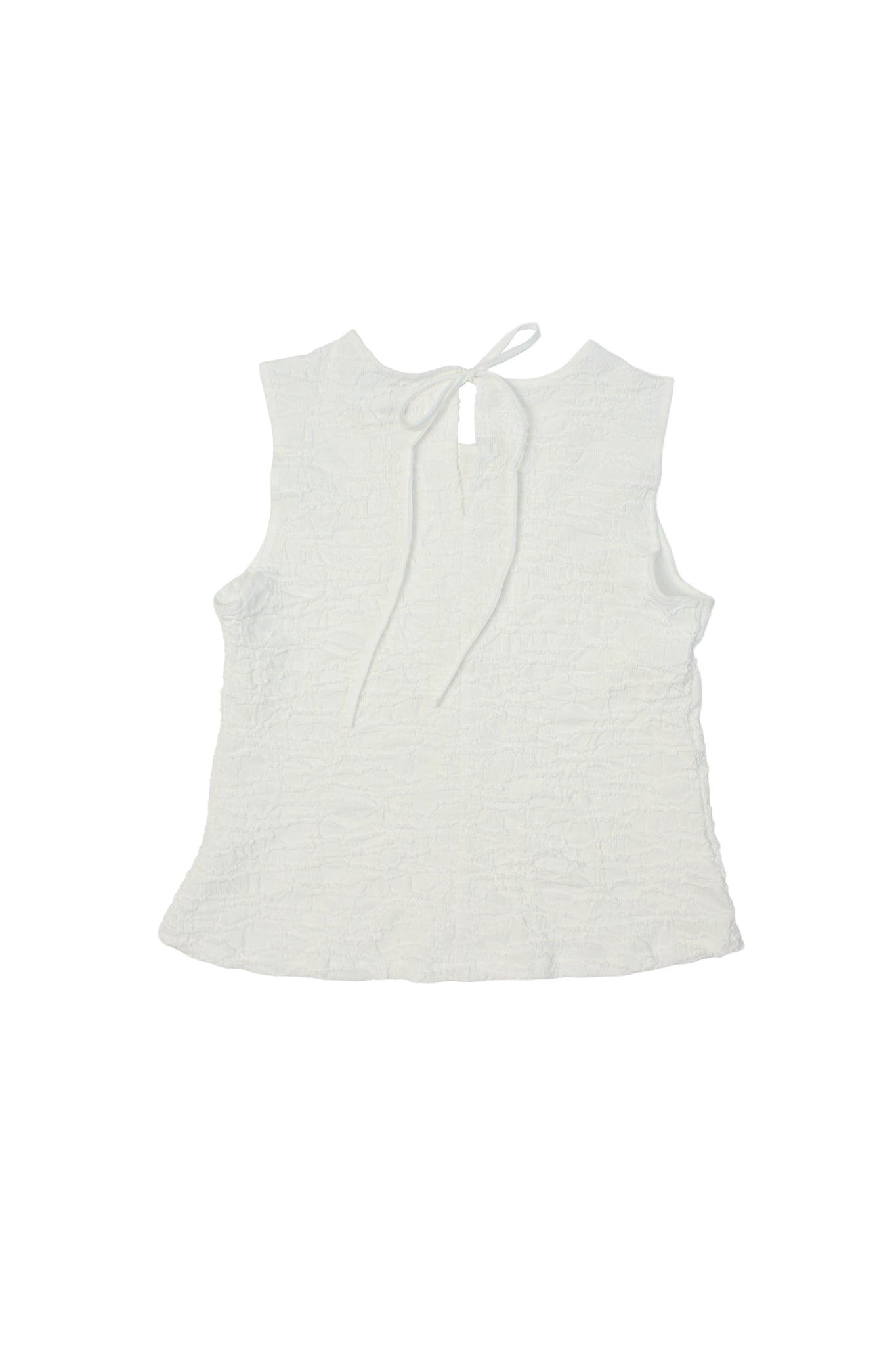 Texture Back Ribbon Top in White