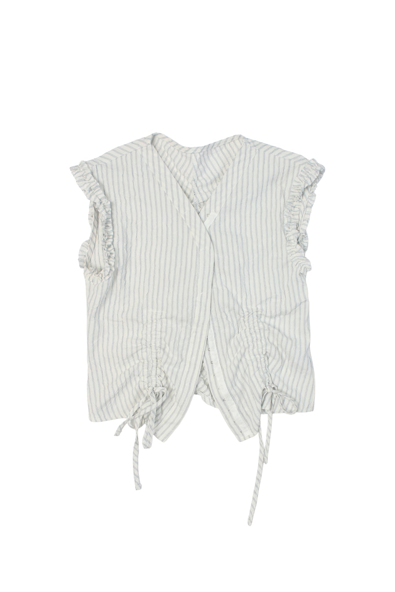 Teddy Ruffle Hem Sleeveless Top in Blue