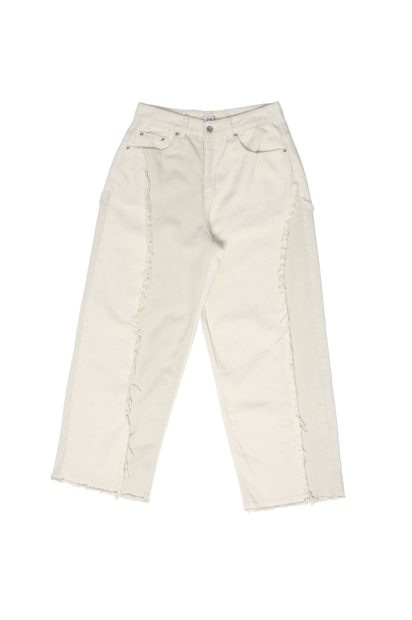 Two tone raw hem Pants in Off white