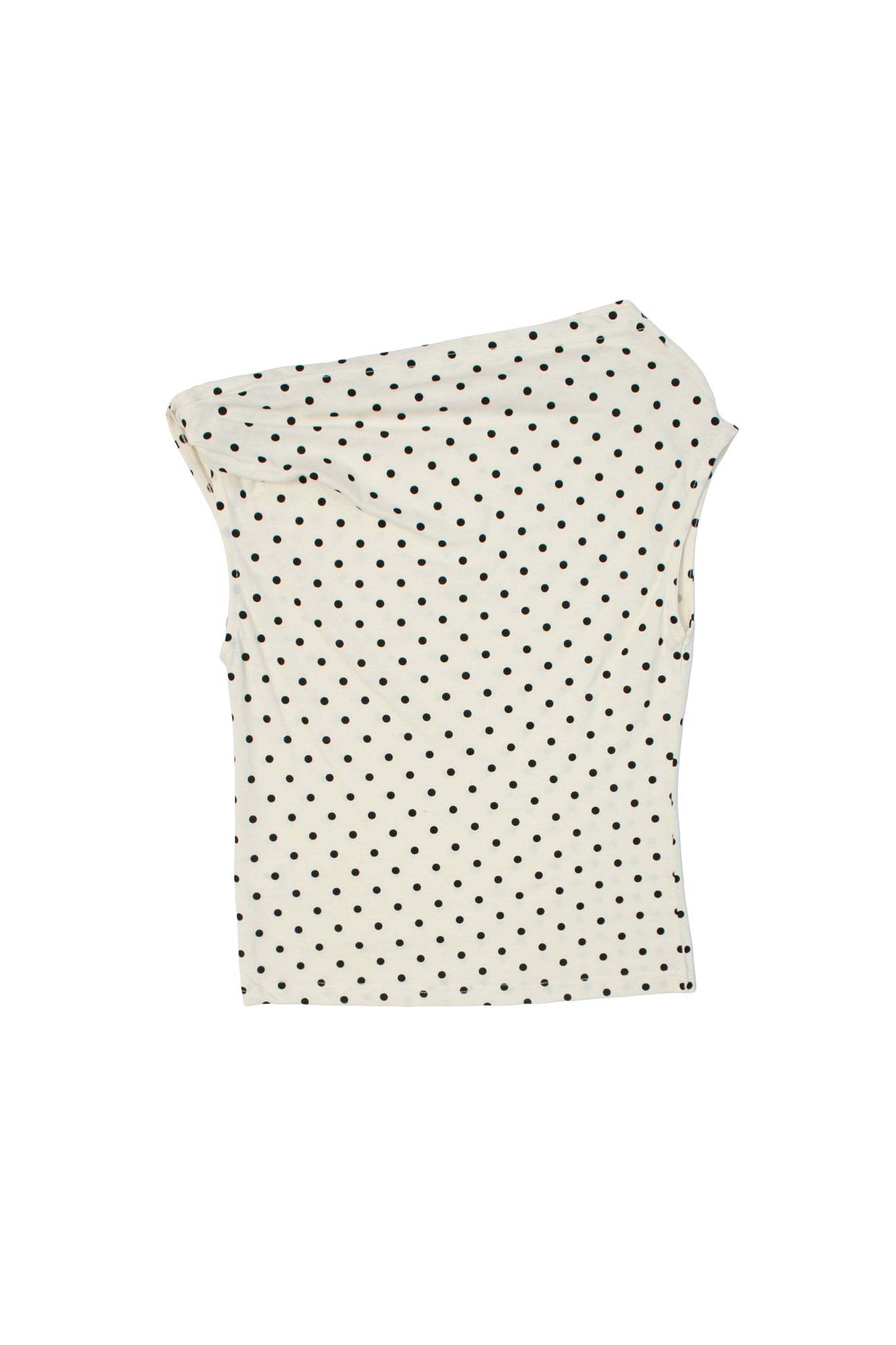Polka Dot Unbalance Top in Off White